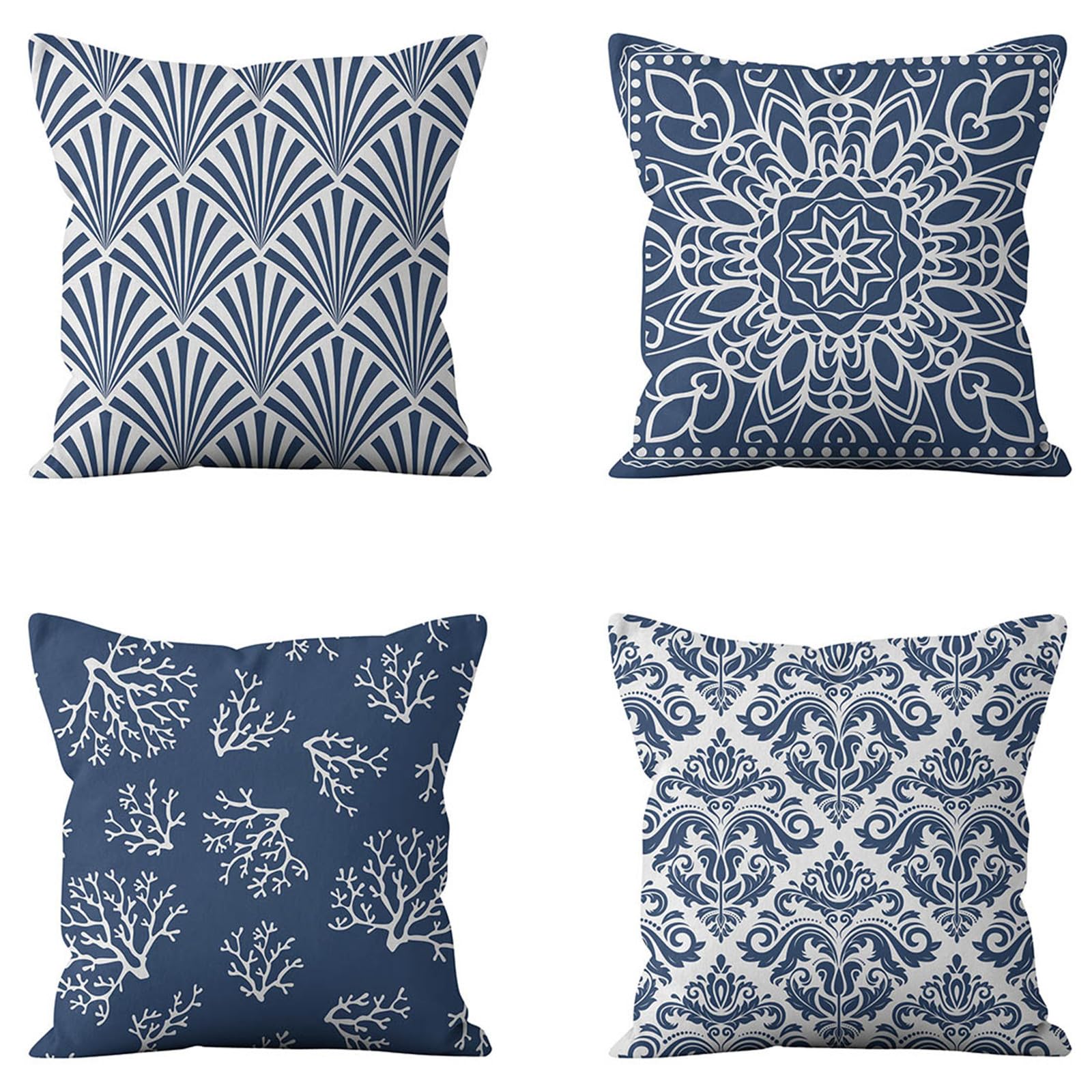 Taie d'oreiller et housse de coussin 40x40cm lin lot de 4 pour canapé lit et chaise extérieur