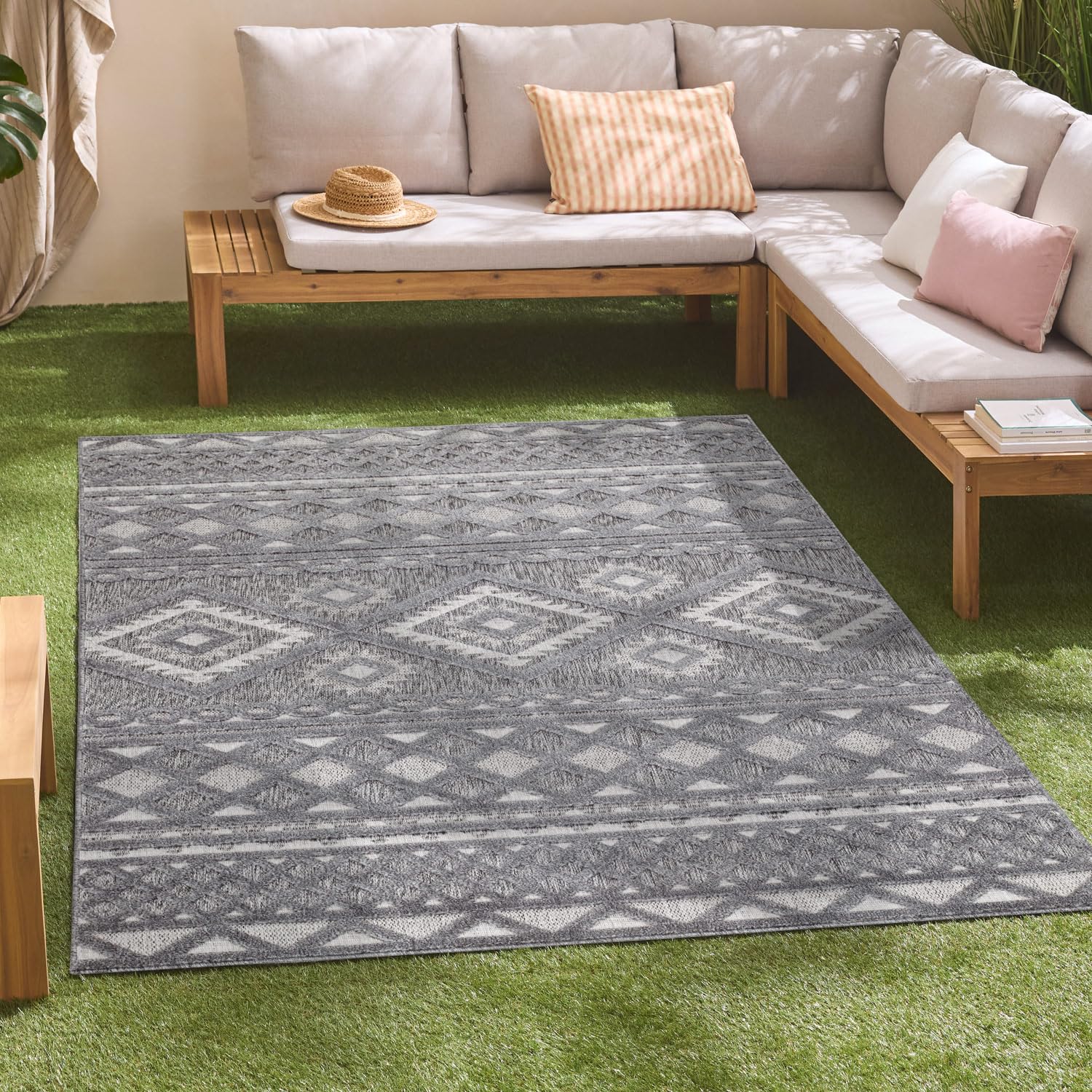Tapis d'intérieur et d'extérieur Carré 150 x 150 cm Pour intérieur et extérieur Résistant aux intempéries Tapis de balcon, terrasse, couloir, cuisine Tapis de salon Haute profondeur Tapis d'intérieur et d'extérieur Carré 150 x 150 cm Pour intérieur et extérieur Résistant aux intempéries Tapis de balcon, terrasse, couloir, cuisine Tapis de salon Haute profondeur