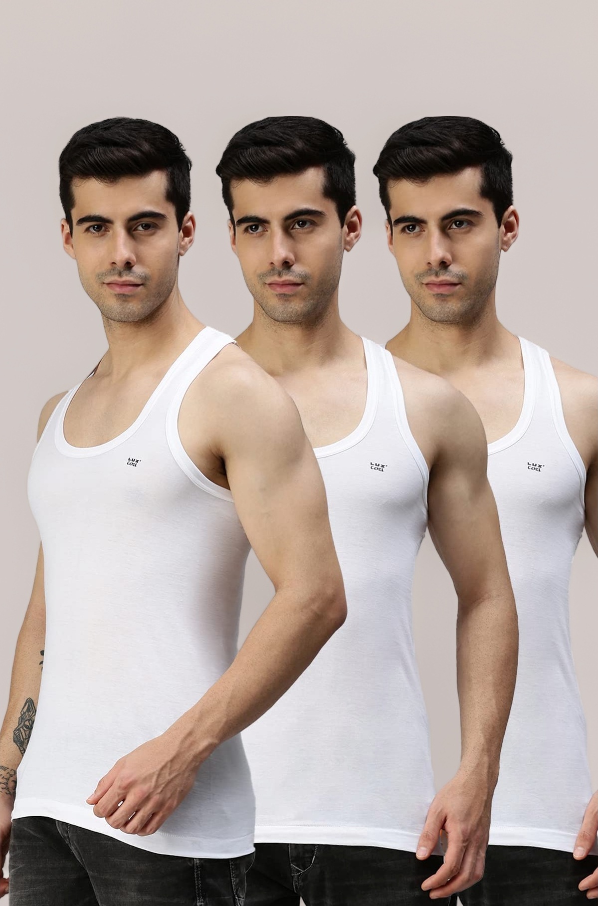 Men's Cotton Modern Fit Vest (Pack of 3)