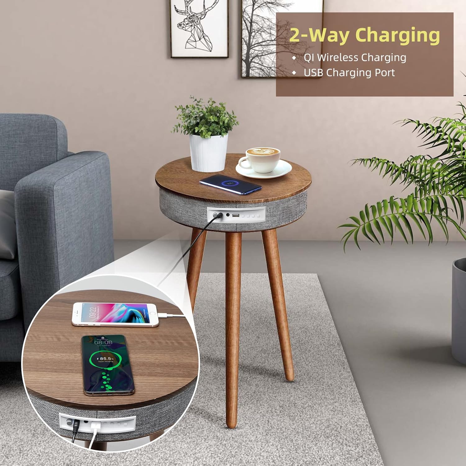Smart End Table with Charging Station, Wireless Zambia Ubuy