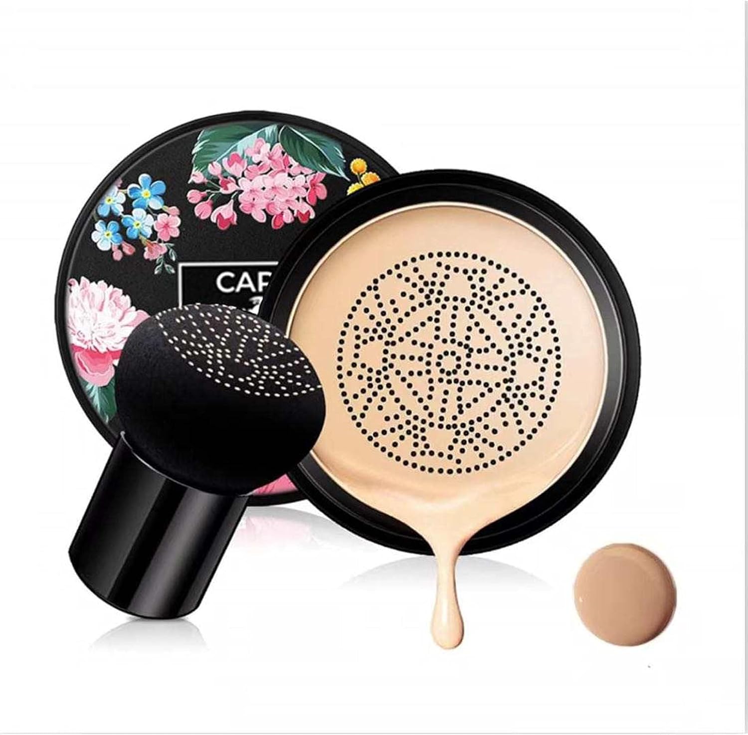Paddenstoelenkop Luchtkussen CC Cream, BB Cream, Hydraterende Concealer, Hydraterende BB Cream Make-upbasis Langdurige Naaktmake-up met Paddestoelmake-upspons, Eenvoudig aan te brengen, Basisprimer (natuurlijk)