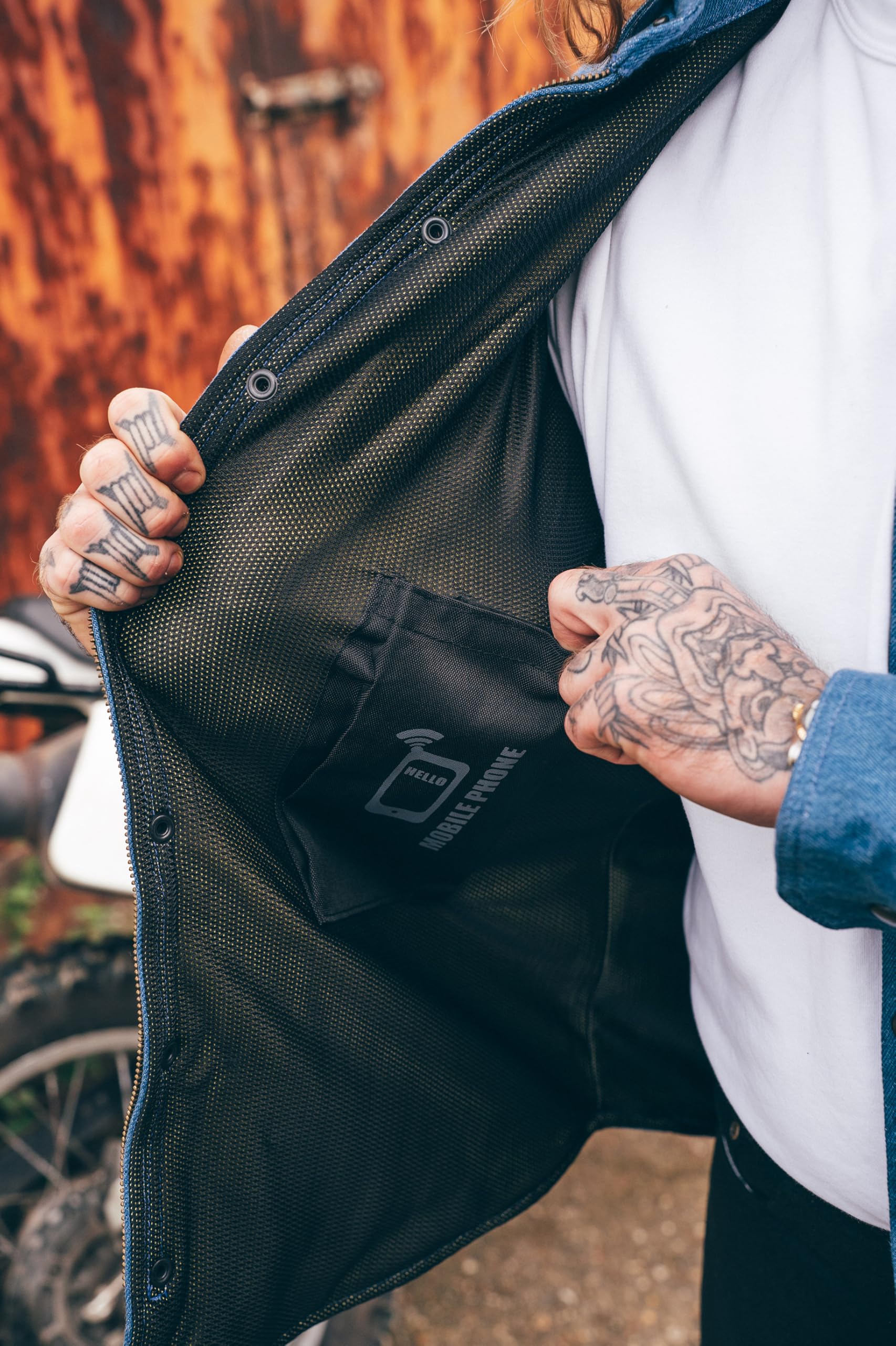 Texpeed Motorradhemden herren mit protektoren - Biker Motorradjacke Hemden Hergestellt mit Aramid - Mit Schutz (EN 1621-1) Blau - 4XL