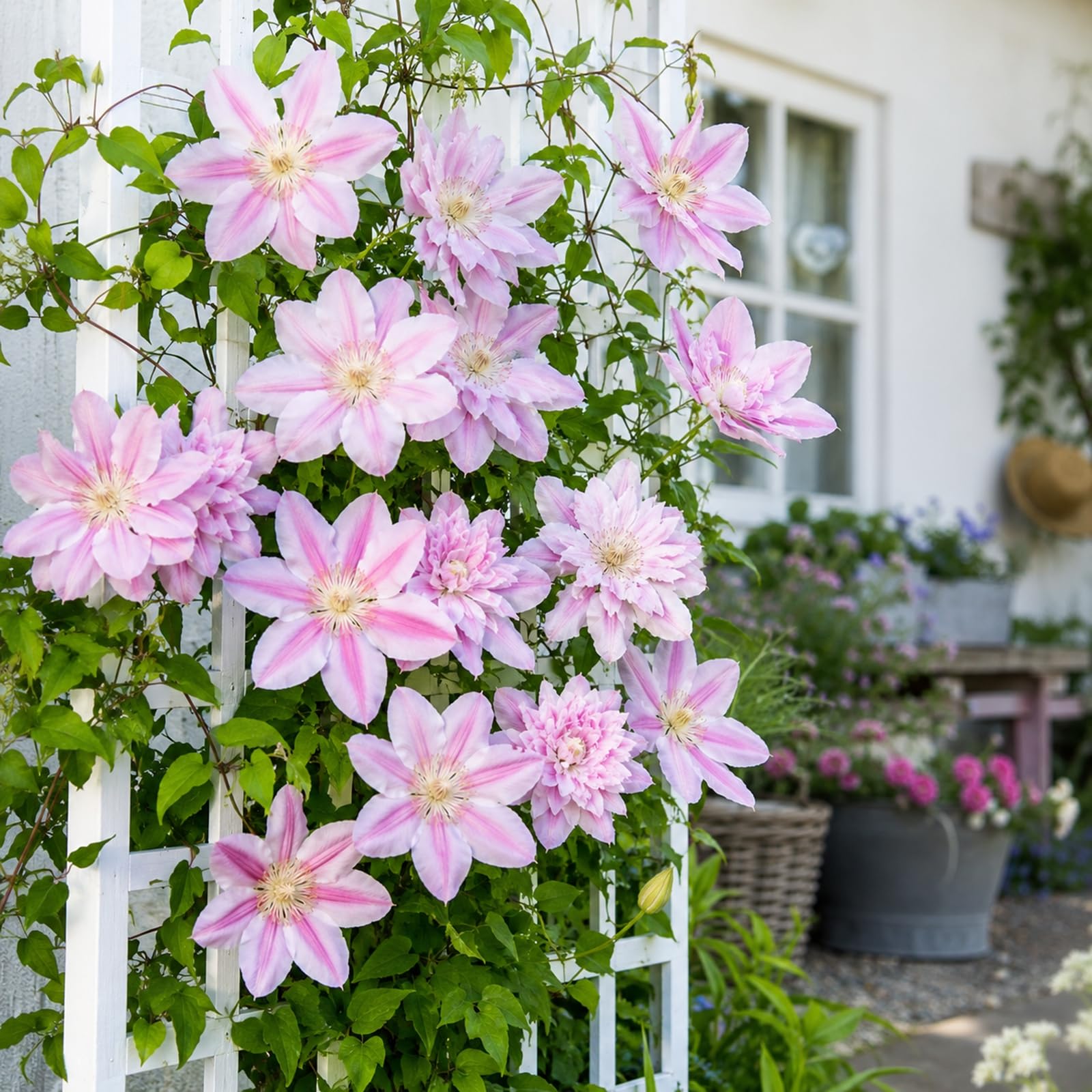 Rizomi Clematide Varietà Perenni Rare, Resistenti, Splendide in Giardino- ideale per giardino e aiuole-15 Bulbi-E