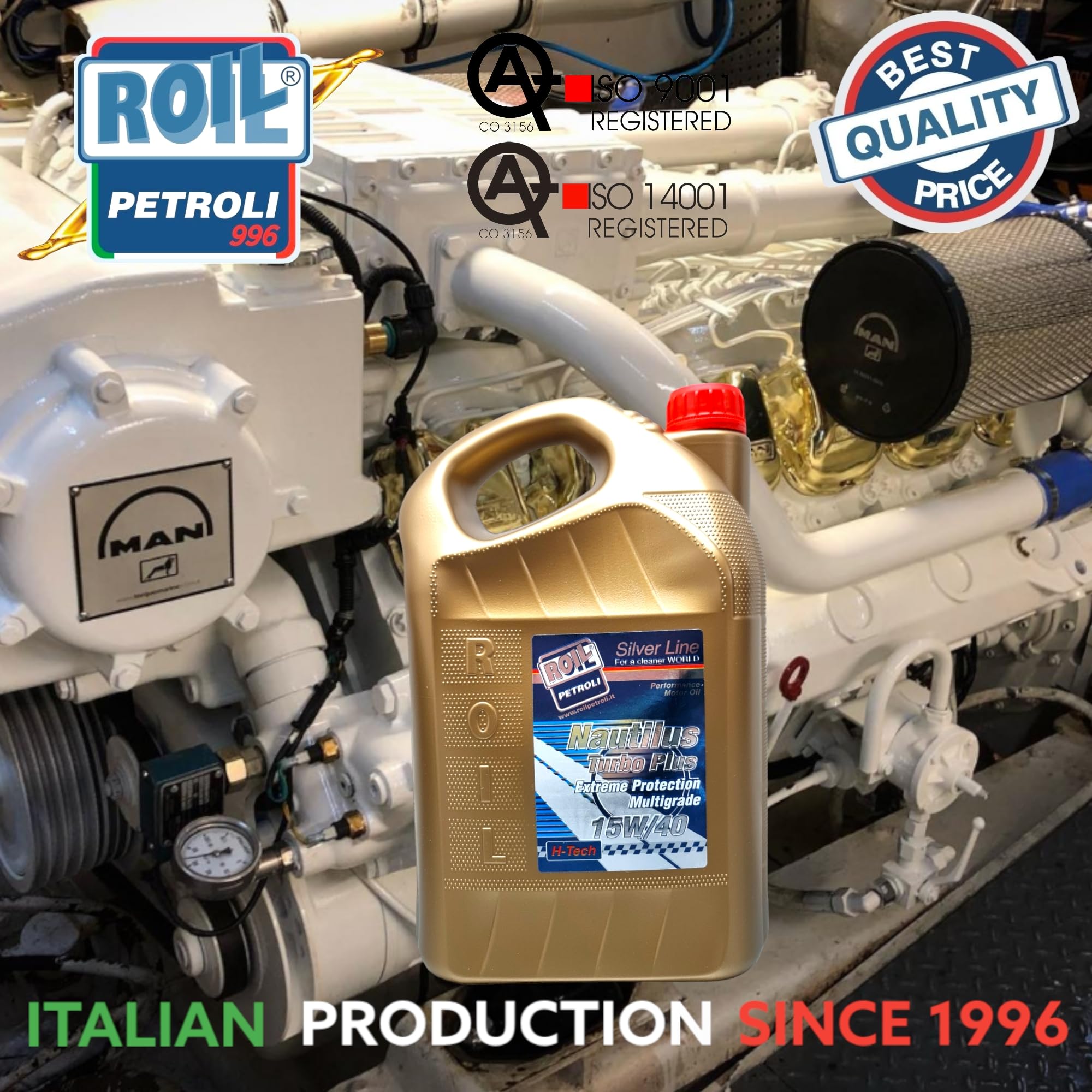 10 Litri di Roil NAUTILUS 15W/40 TURBO PLUS VDS-3 ►NUOVA FORMULA, RIDUCE CONSUMO DI CARBURANTE ED OLIO◄ Olio per motori NAUTICI - ACEA E7, E9