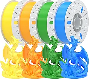 PINBALL PETG 3D Printer Filament 1.75mm High Precision Durable Strong Filament Mith Better Flow Dimensional Accuracy +/- 0.02mm Suitable for Most FDM 3D Printers 4 Kilograms Yellow Orange Green Blue