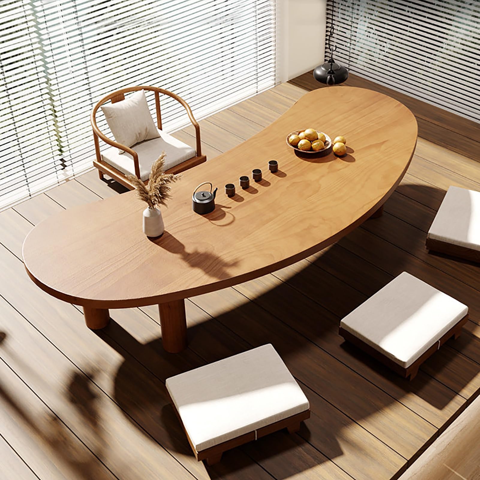 Tavolino da pavimento giapponese in legno massello, tavolino da pavimento giapponese, legno ecologico, per soggiorno, meditazione, sala da tè, sala da pranzo in stile tatami (200 * 60 * 35 cm/78,7