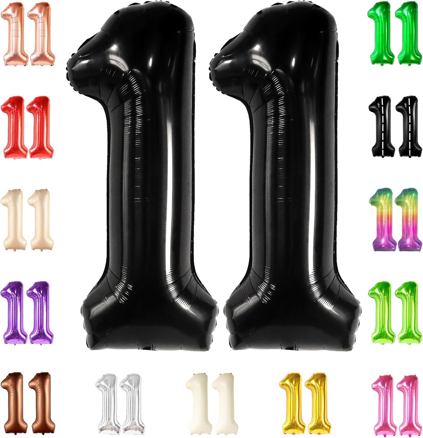 KatchOn, Giant Black Number 11 Balloon - 40 Inch | 11 Black Balloons for 11th Birthday Decorations for Boys | Black 11 Balloons Number Birthday Party Decorations | Anniversary Decorations
