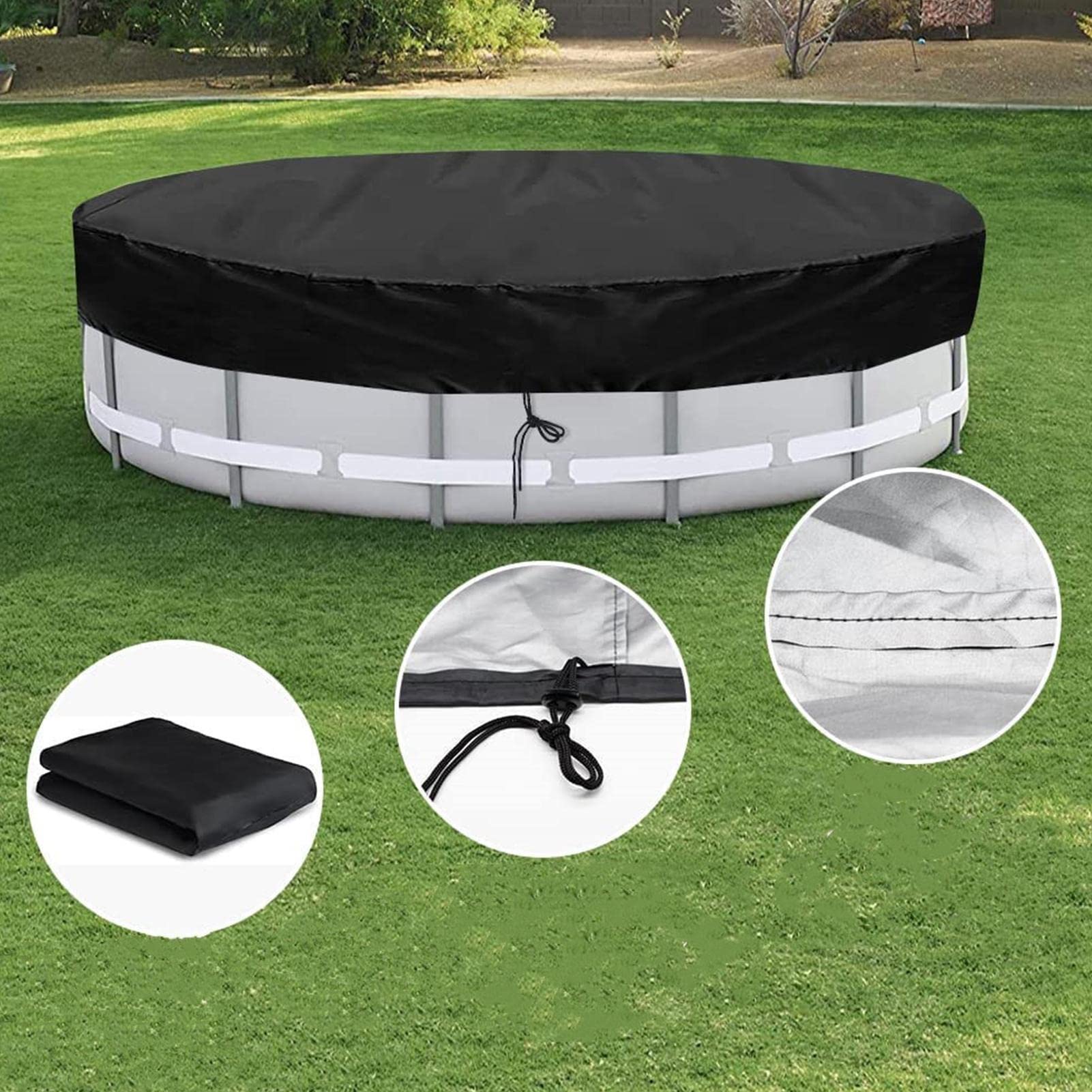 Cubierta redonda para piscina de 180 cm, cubierta solar para piscinas sobre el suelo, piscina enterrada, bañera de hidromasaje y cama elástica, cubiertas redondas impermeables y a prueba de polvo pa