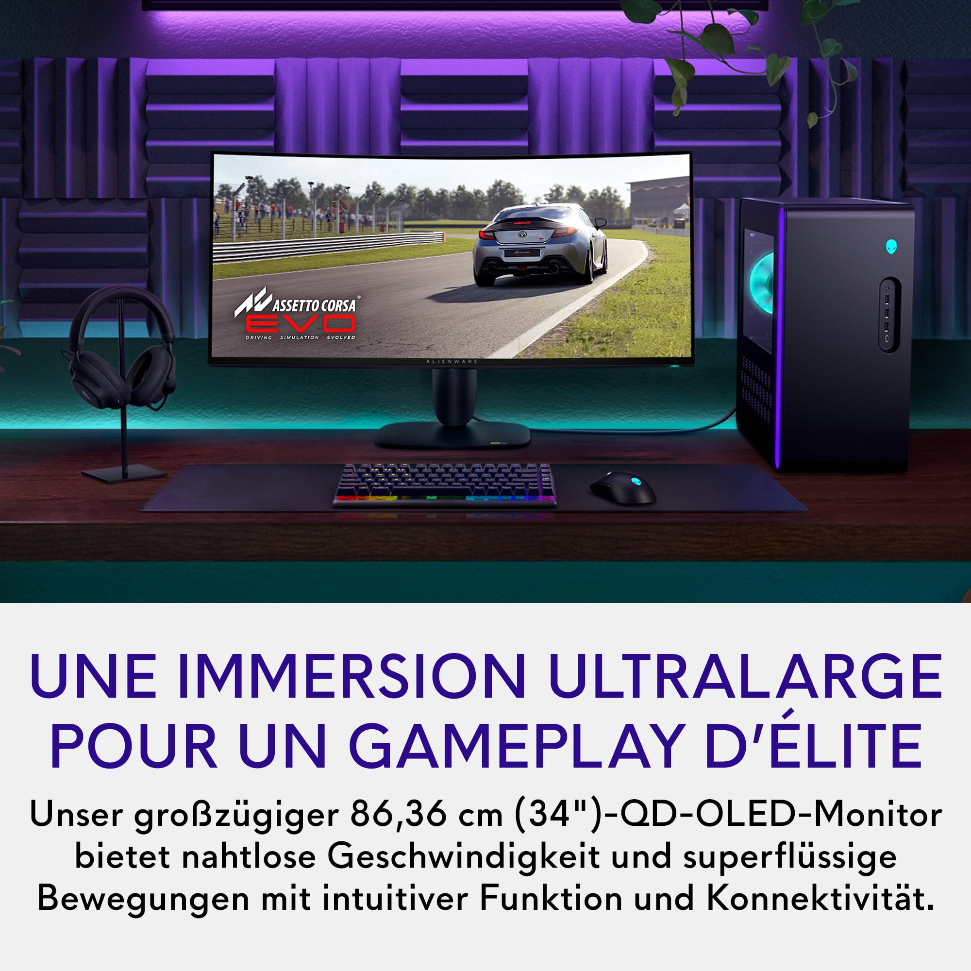 Alienware AW3425DW 34" WQHD 240Hz QD OLED Gaming Monitor, 21:9 1800R Curved, 0.03ms, G-SYNC, FreeSync Premium Pro, HDR True Black 400