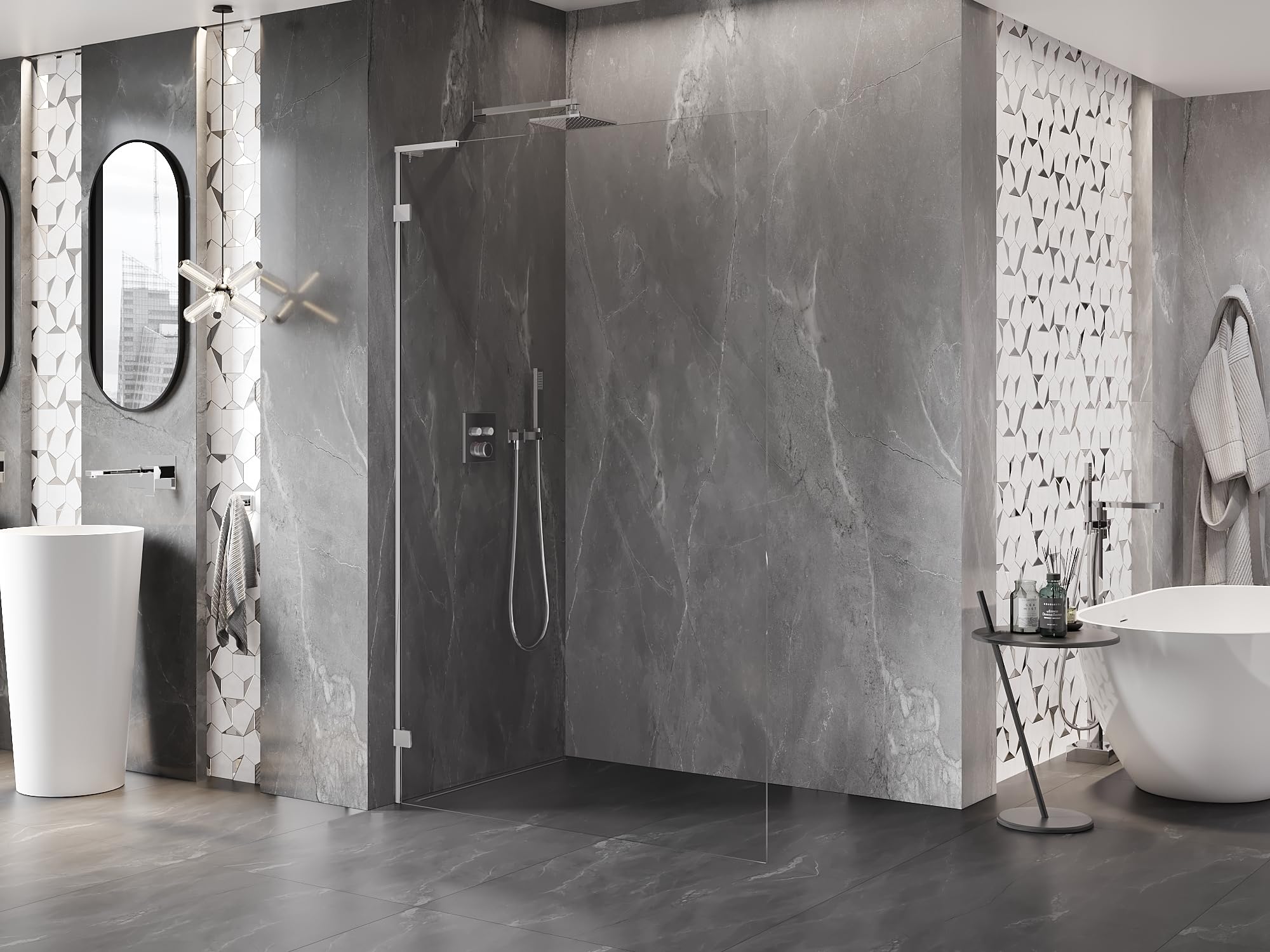 Mexen Lunar L - Parete doccia Walk-in sinistra, 70 x 200 cm, trasparente, 8 mm, cromato