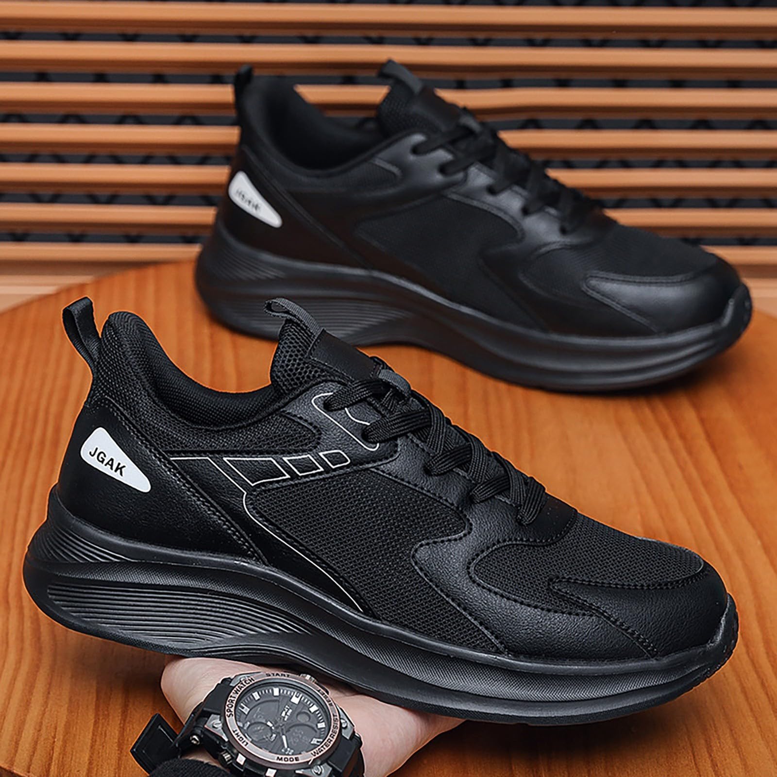 Generisch Sportschuhe Herren Fitnessstudio Breite Füße, Joggingschuhe Herren Gedämpft Breit Mesh Atmungsaktiv Walkingschuhe Weiche Sohle Barfußschuhe Schnürer Sneaker Bequeme Walkingschuhe