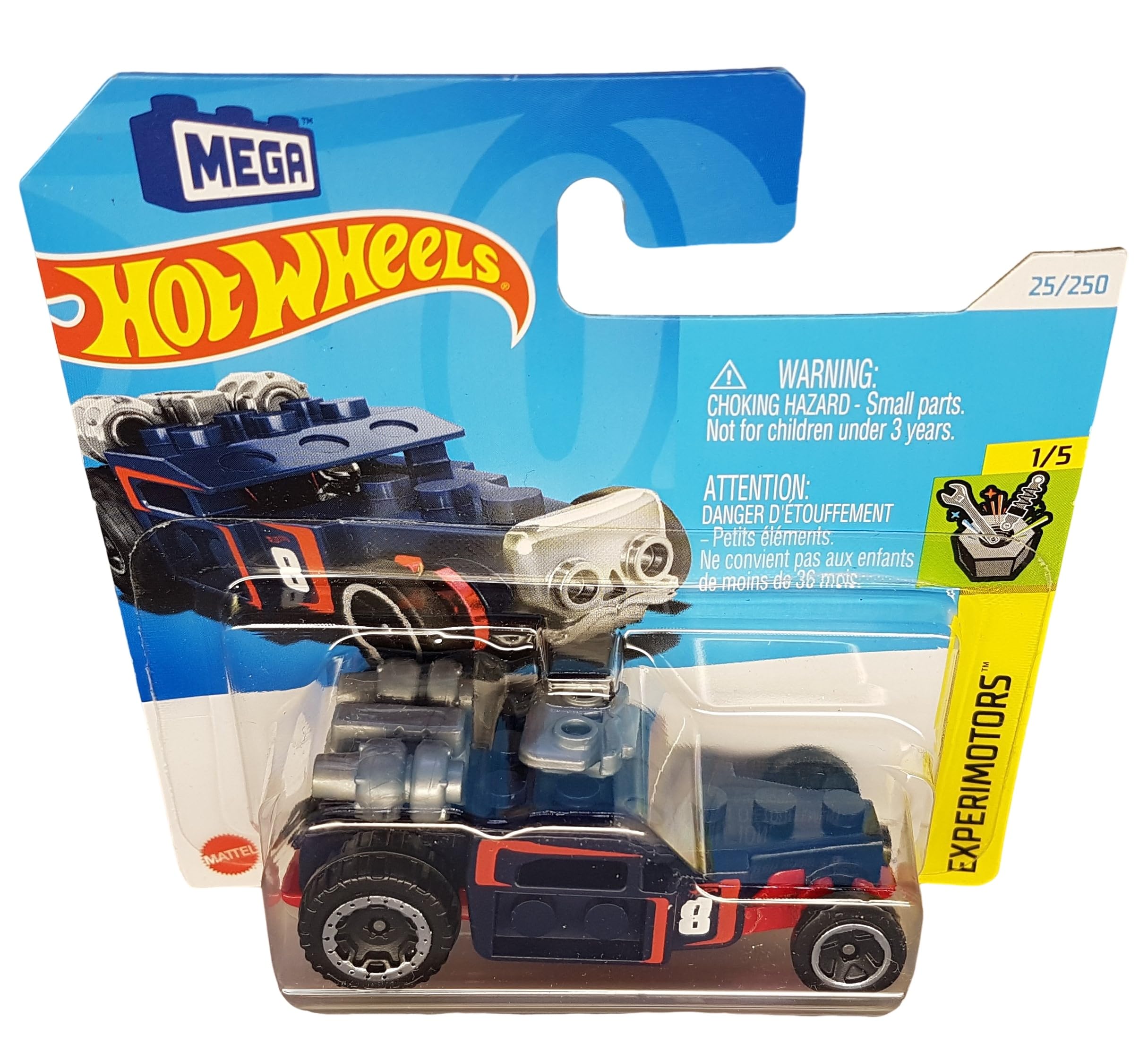 Hot Wheels - Brick and Motor - Experimotors 1/5 - HTC55 - Short Card - Mega - Moving Parts - Mattel 2024, Yellow - Image 2