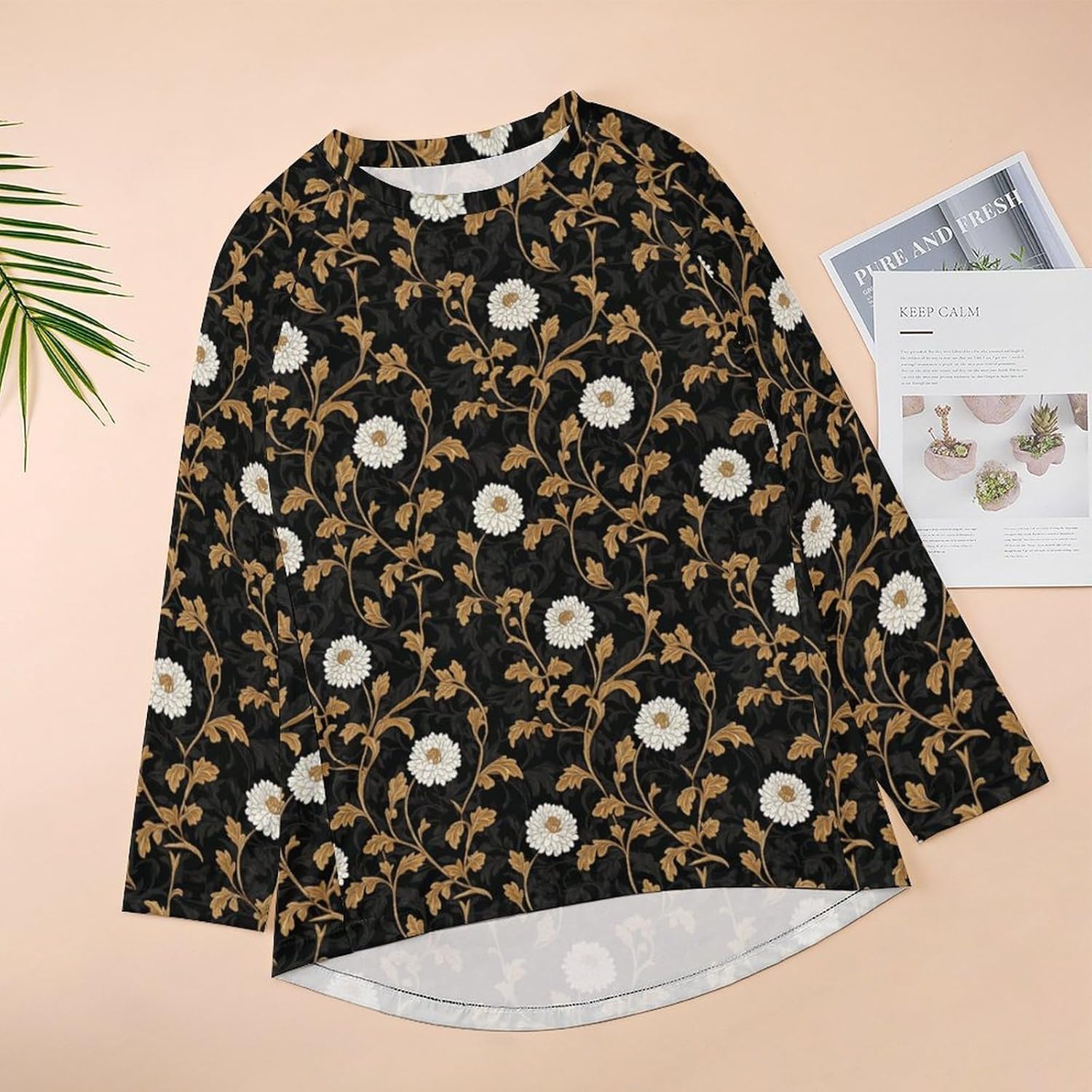 Boho Shirts for Women Floral Print Oversized Long Sleeve Casual Tshirts 2025 Summer Soft Hippie Tunic Tops - Image 4