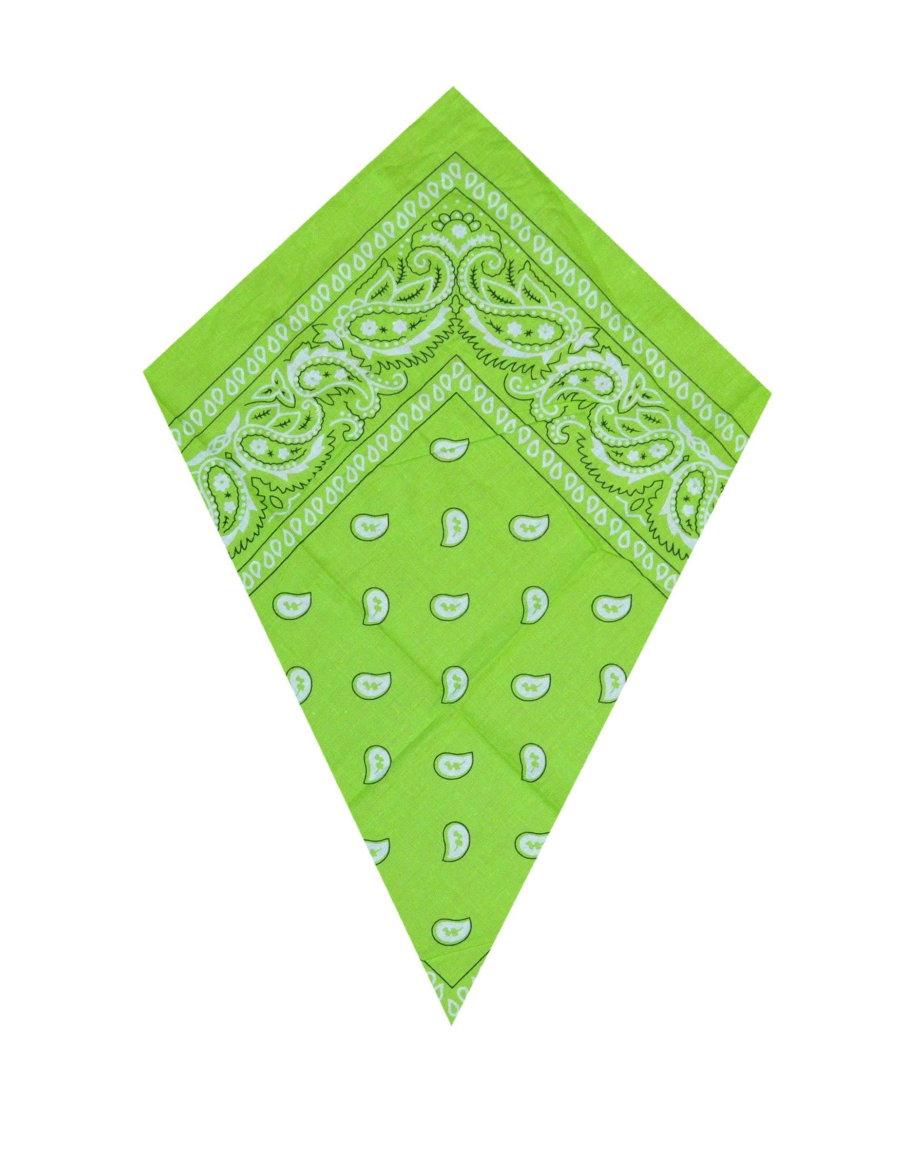 Light Green Paisley Bandana Head Scarf Headbands Handkerchief Cowboy Cotton Bib Party Face Covering Headwear For Motorcycling Mens Womens Unisex
