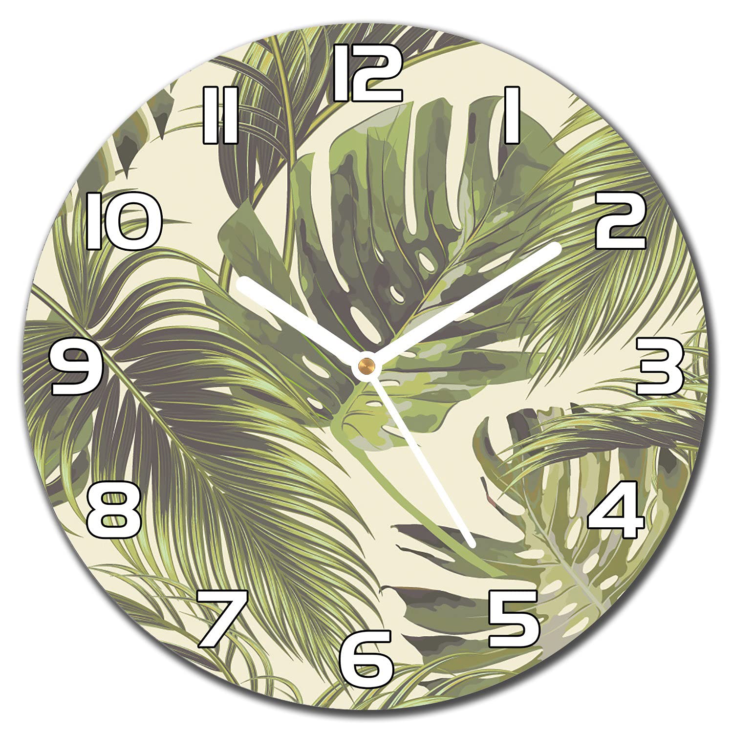 Horloge en verre 30 cm avec aiguilles blanches de style salon moderne murale