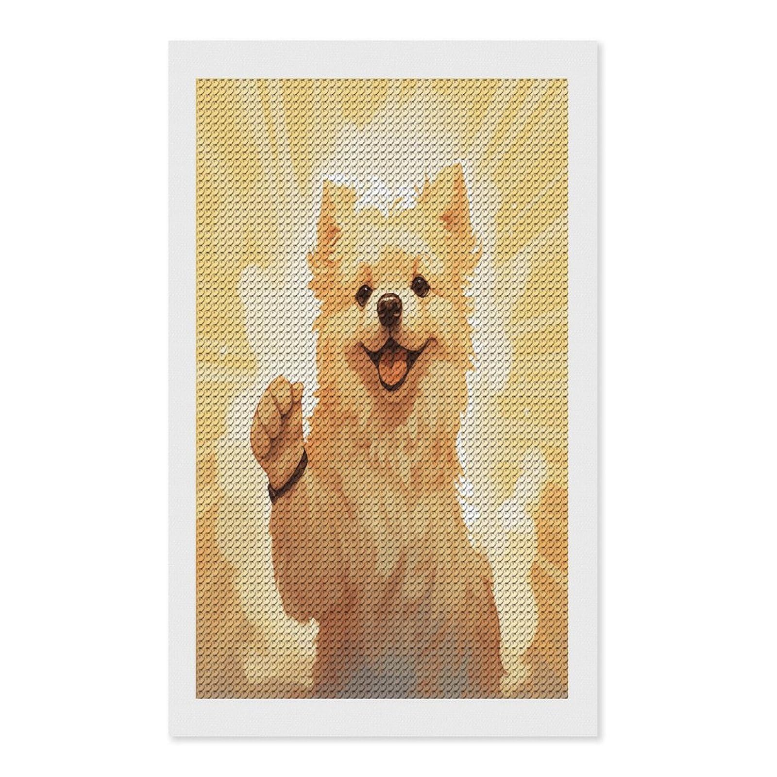 FekiLoot Charming Puppy Diamond Art Kits for Adults Diamond Painting Kits for Beginners DIY Diamond Art Kits Round Full Drill Diamond Dot Gem Painting for Home Wall Decor Gift 12"x20"