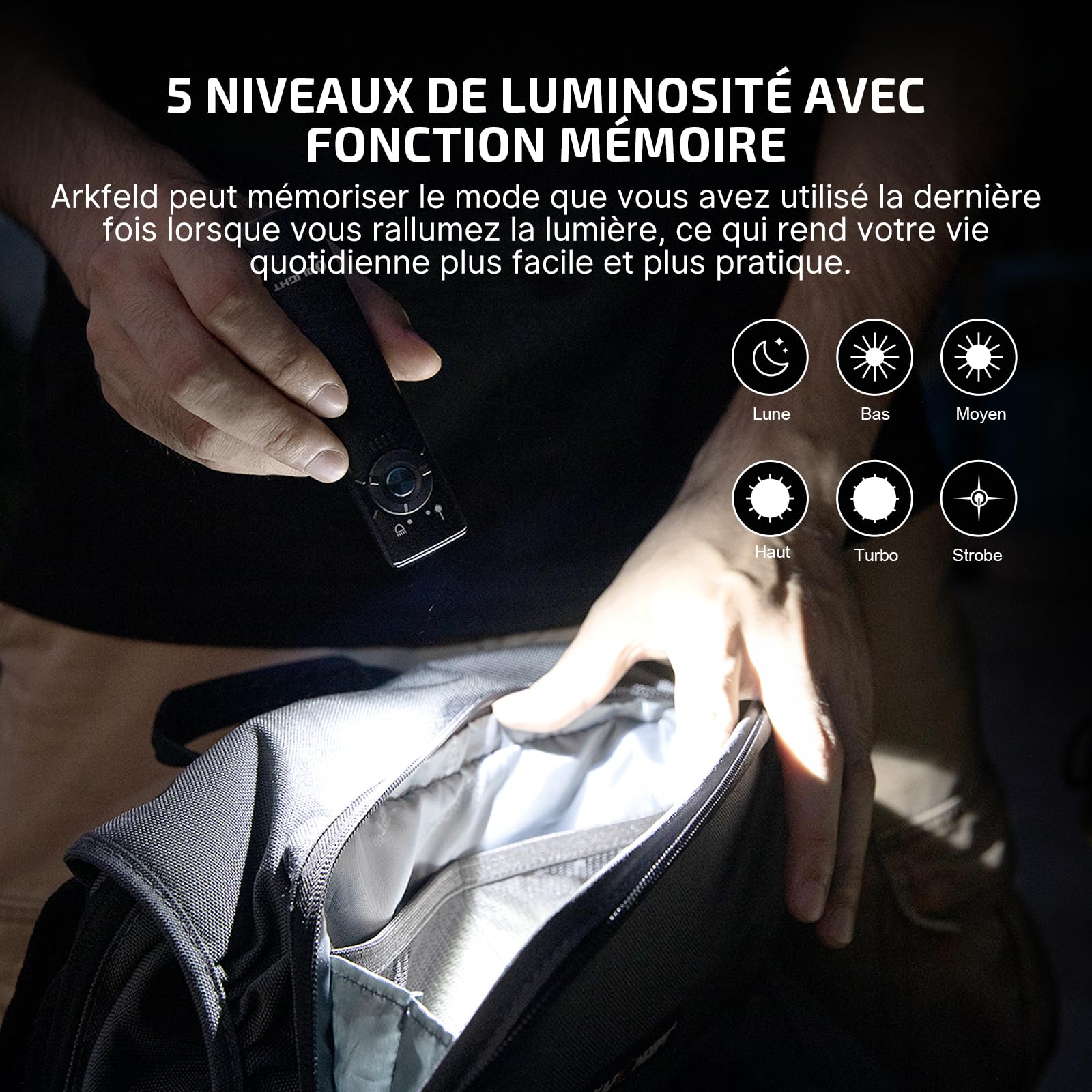 OLIGHT Arkfeld Lampe torche LED rechargeable,double source lumineuse