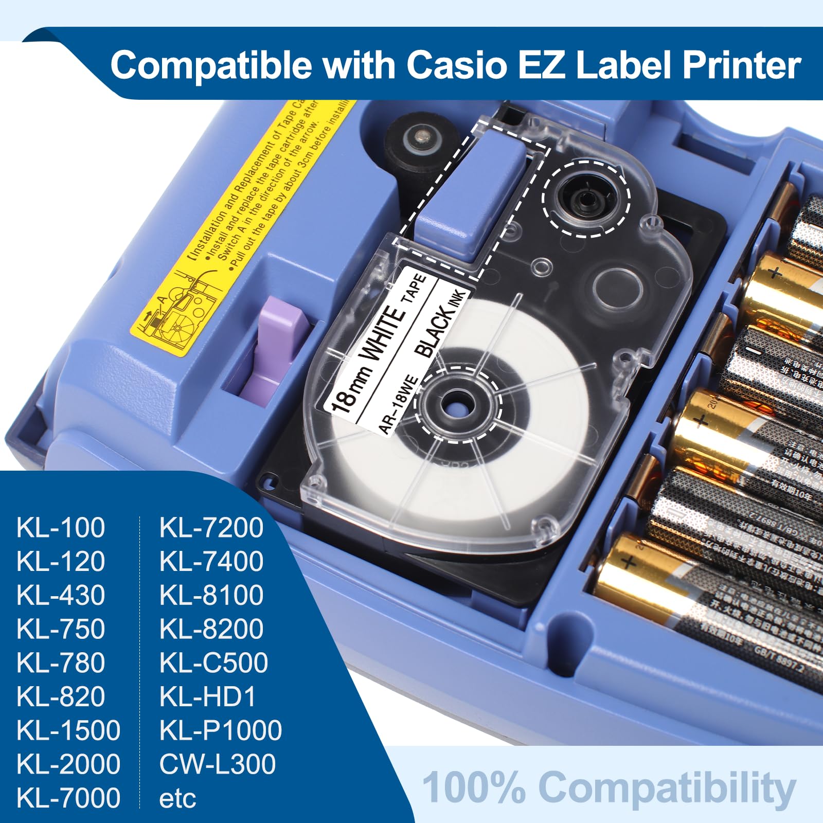 Amazon.com: XR-18WE Replace for Casio Label Maker Tape 18mm 3/4 