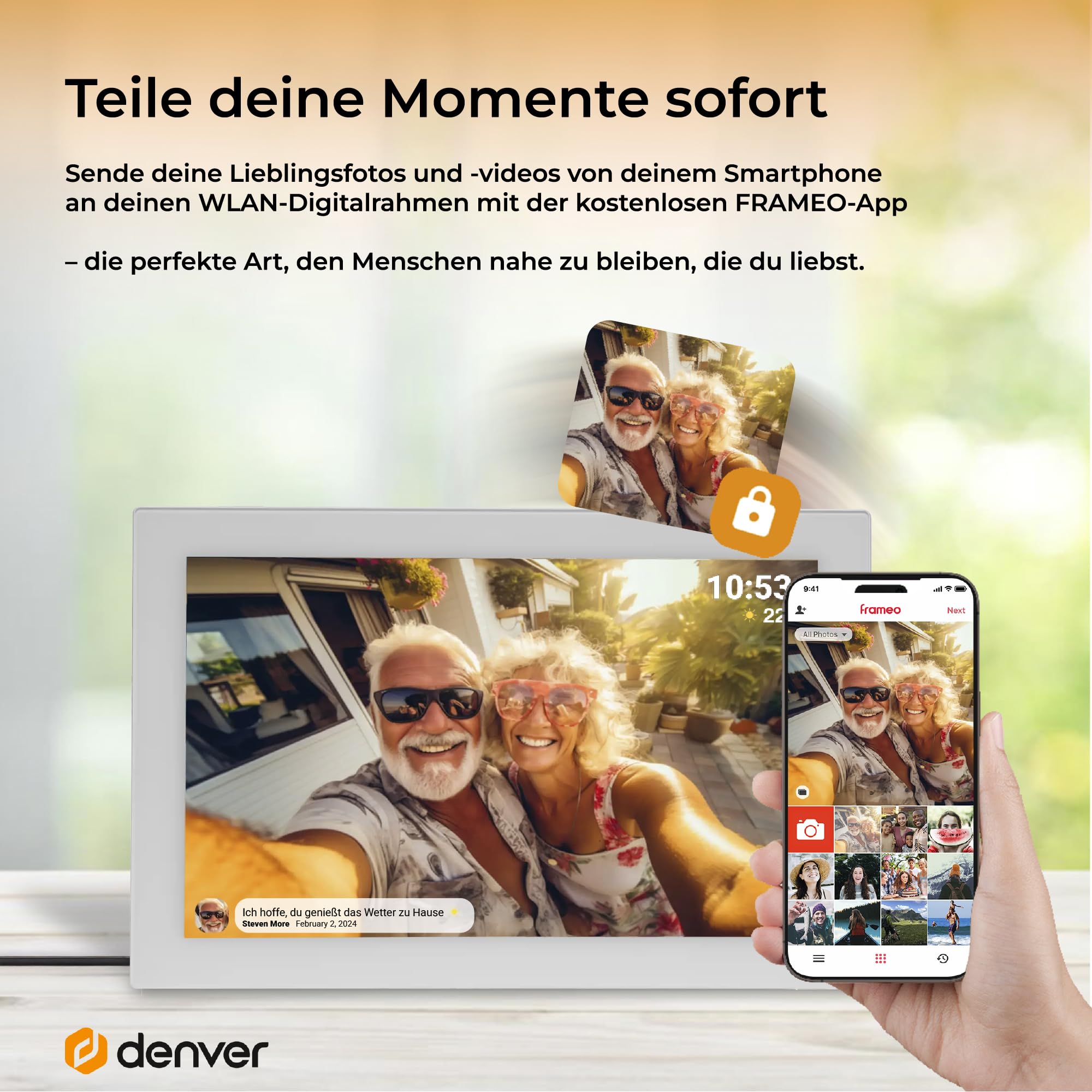 Denver PFF-1037W Digitaler Bilderrahmen 10,1 Zoll Weiß