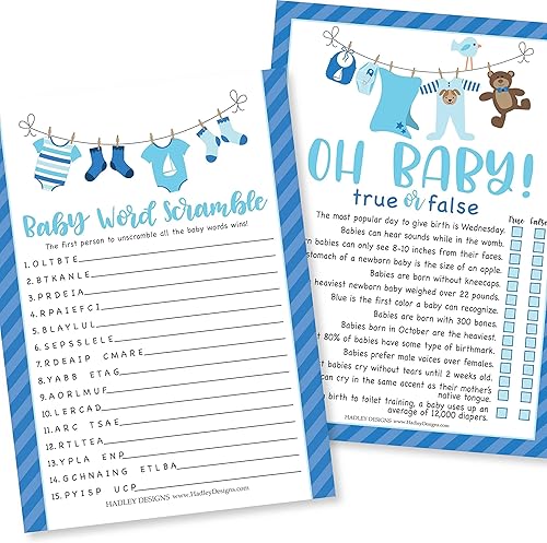 Miniatura 3 de Hadley Designs 25 palabras azules para baby shower, 25 juegos verdaderos o falsos, 25 juegos de animales para bebés, 25 juegos de rimas para