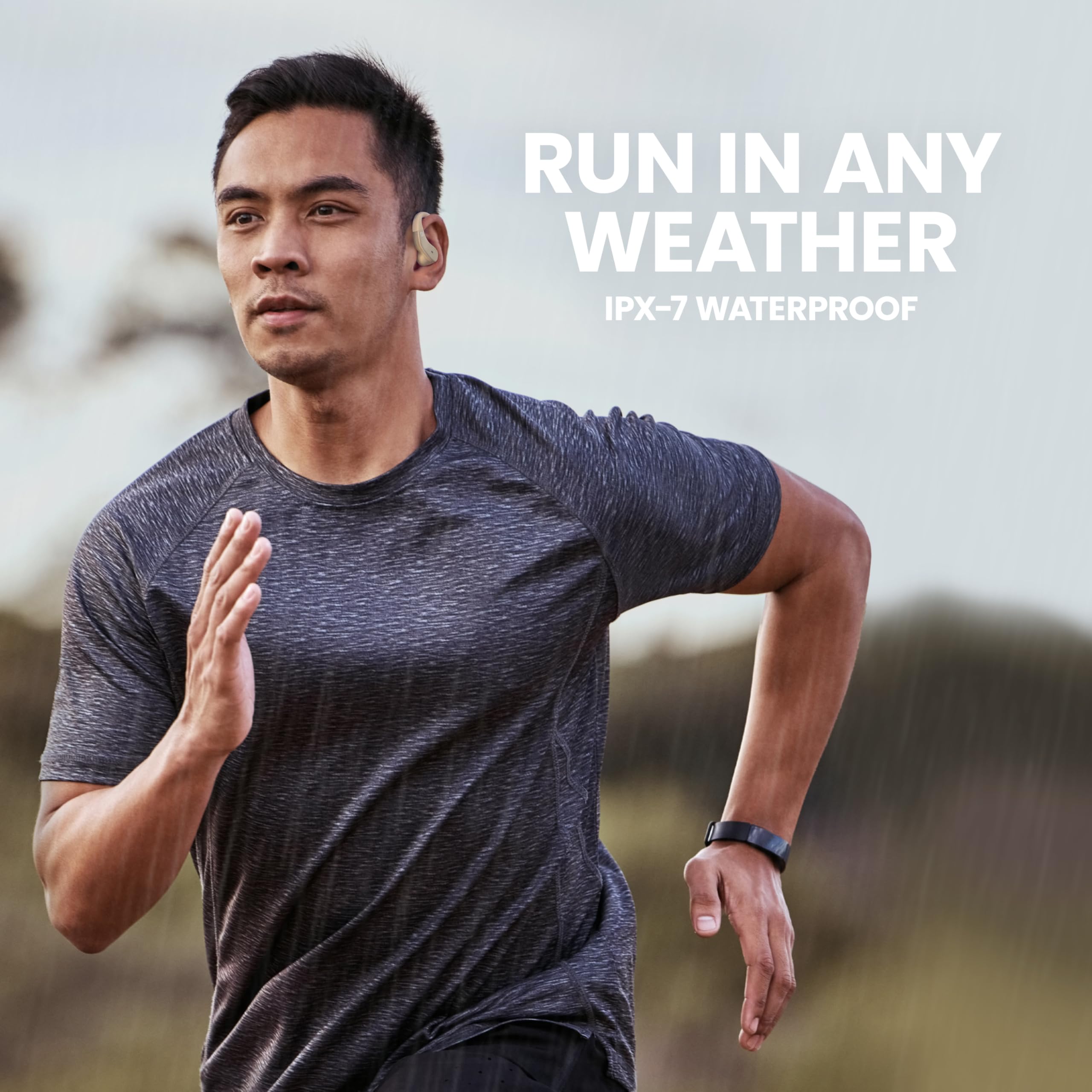 Runner 40 - Auricolari wireless per orecchie piccole, auricolari Bluetooth da corsa per donne e uomini, bassi profondi dorati, per piccoli canali uditivi con ganci, leggeri sopra gli auricolari