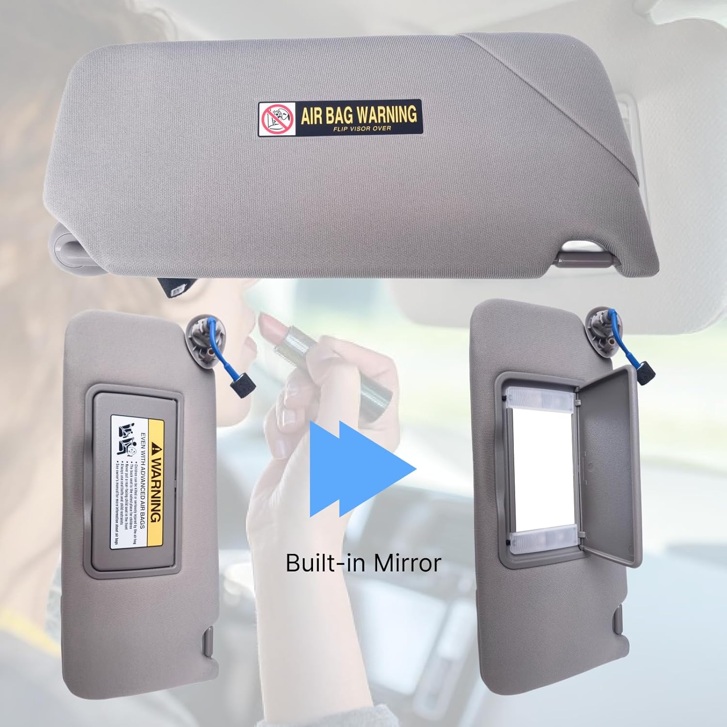 Car Sun Visor for Honda Accord 2008-2017,Left Driver Side Sun Visor Replacement for Honda Accord 2008 2009 2010 2011 2012 2013 2014 2015 2016 2017,83280TA5A51ZA,Grey