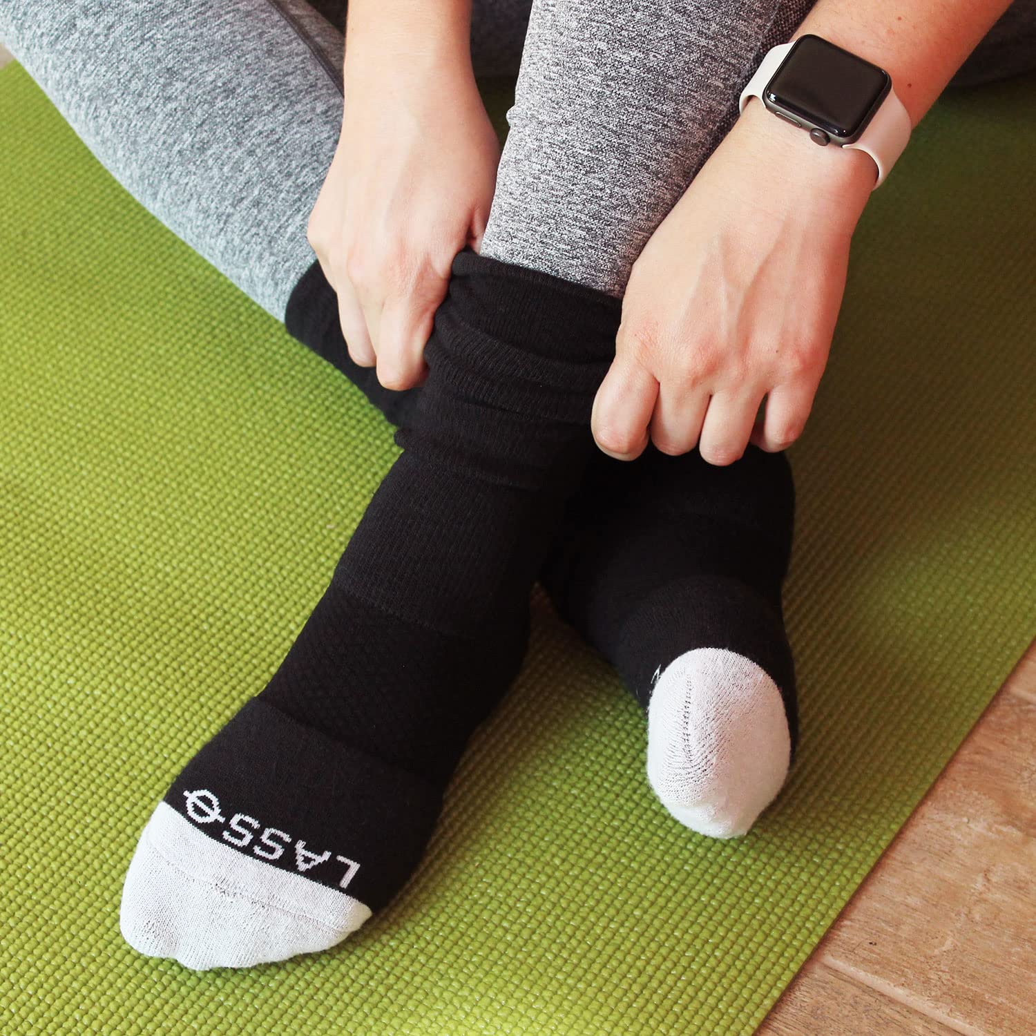 LASSO Calze a compressione, da uomo e da donna, a compressione, colore: nero, Nero , L