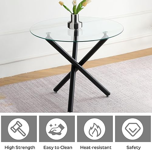 Miniatura 5 de Juego de mesa de comedor redonda para 2, mesa de cocina de 3 piezas y sillas Boucle para 2, juego de mesa de comedor redonda de 36 pulgadas con 2