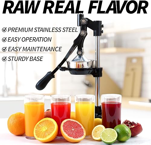 Miniatura 5 de Zulay Kitchen Exprimidor manual de prensa de cítricos extra alto, exprimidor manual de jugo de naranja, se adapta a vasos, vasos altos y tazas