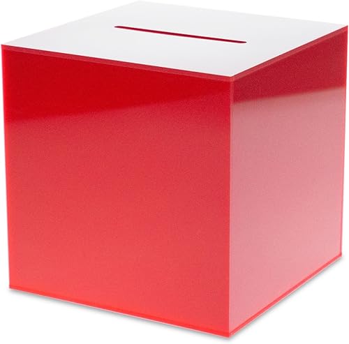 Miniatura 2 de Caja cubo para donación en acrílico Source One Premium con puerta Deluxe abierta en la parte trasera y caja de sugerencias con cerrojo de leva.,