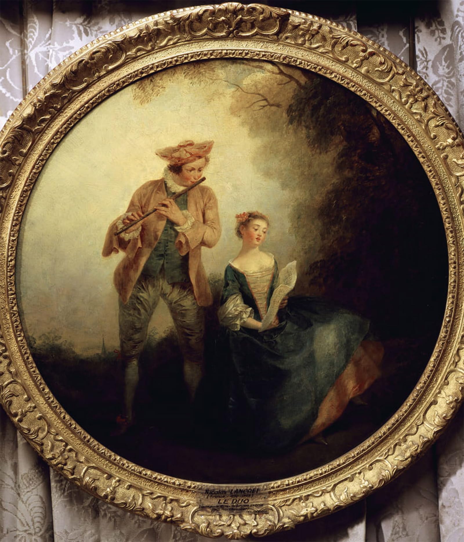 SERENDIPITP Vintage Wall Art Canvas Nordic Poster Canvas Print Picture Duet by Nicolas Lancret Wall Art Poster for Home Decor 60x90cm
