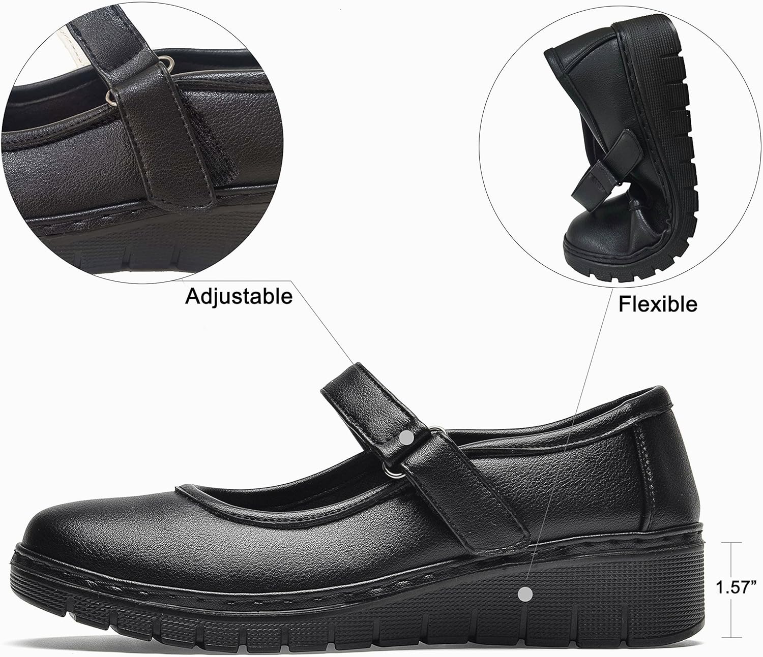 VJH confort Women s Mary Jane Flats, Breathable Comfort Round Toe Low Heel Slip-on Light Weight Walking Shoes - Image 4