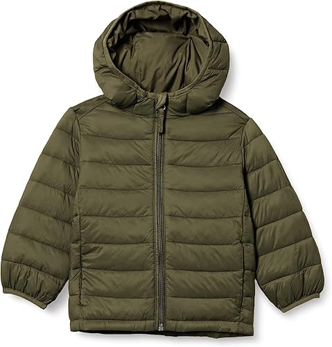 Amazon Essentials Chaqueta acolchada con capucha ligera y resistente al agua para niños y niños pequeños, con aislamiento