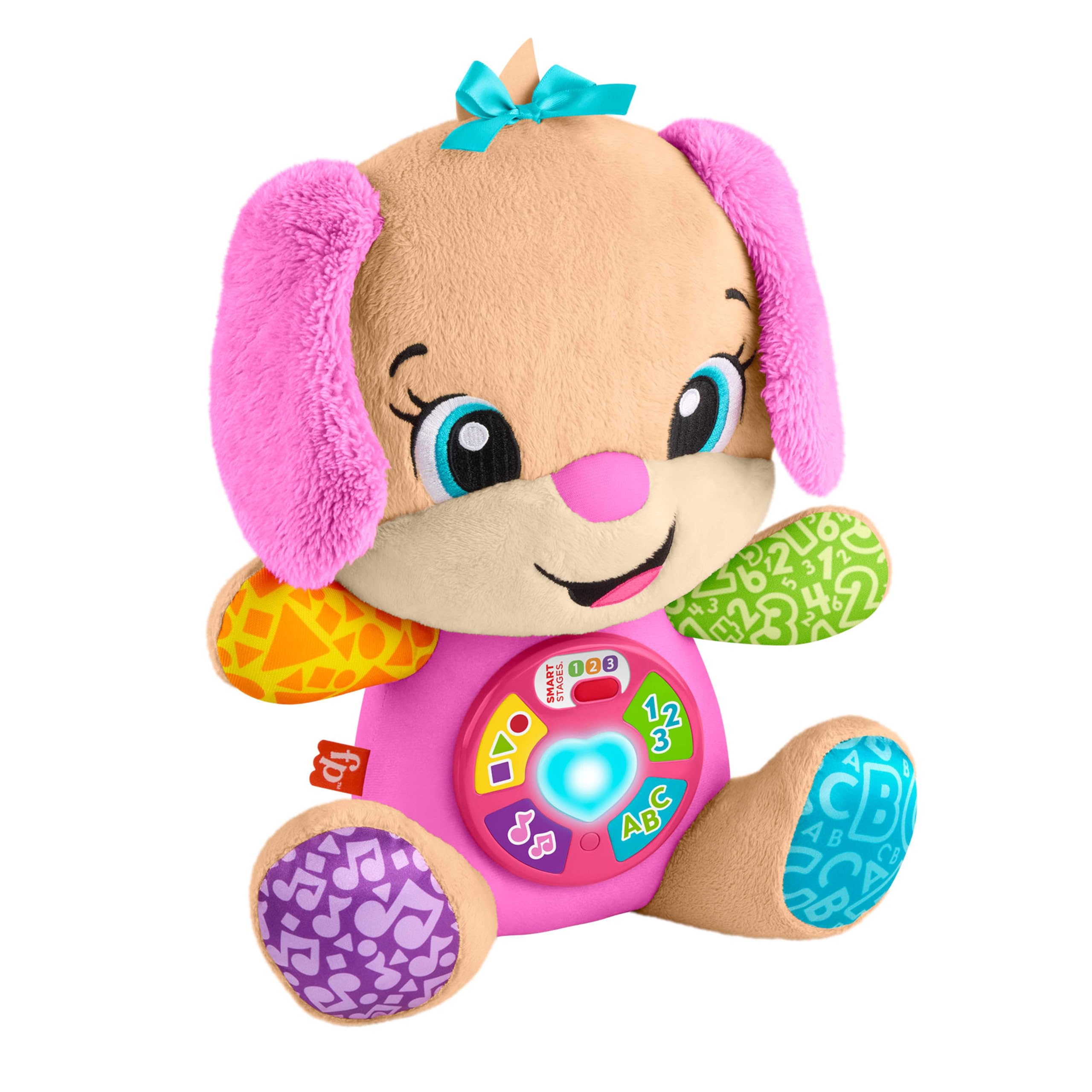 Fisher-Price Musikalischer Lernspaß für Babys Smart Stages Hundefreundin, Plüschspielzeug mit Smart Stages für Babys ab 6 Monaten, in Niederländisch, Englisch, Französisch, Deutsch, Italienisch, JFD31