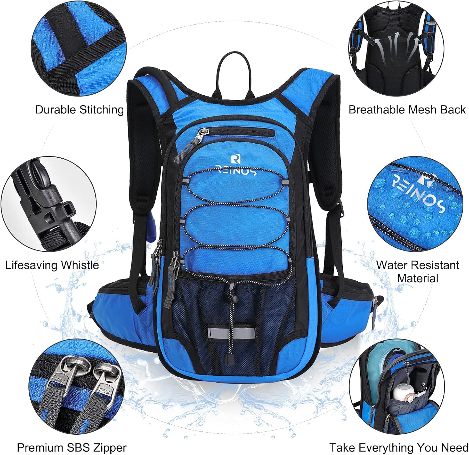 REINOS Hydration Backpack with 3L Bladder for Men & Women, Daypack with Thermal Insulation | Great for Hiking, Running, Cycling, Camping, Skiing, Outdoor Activities