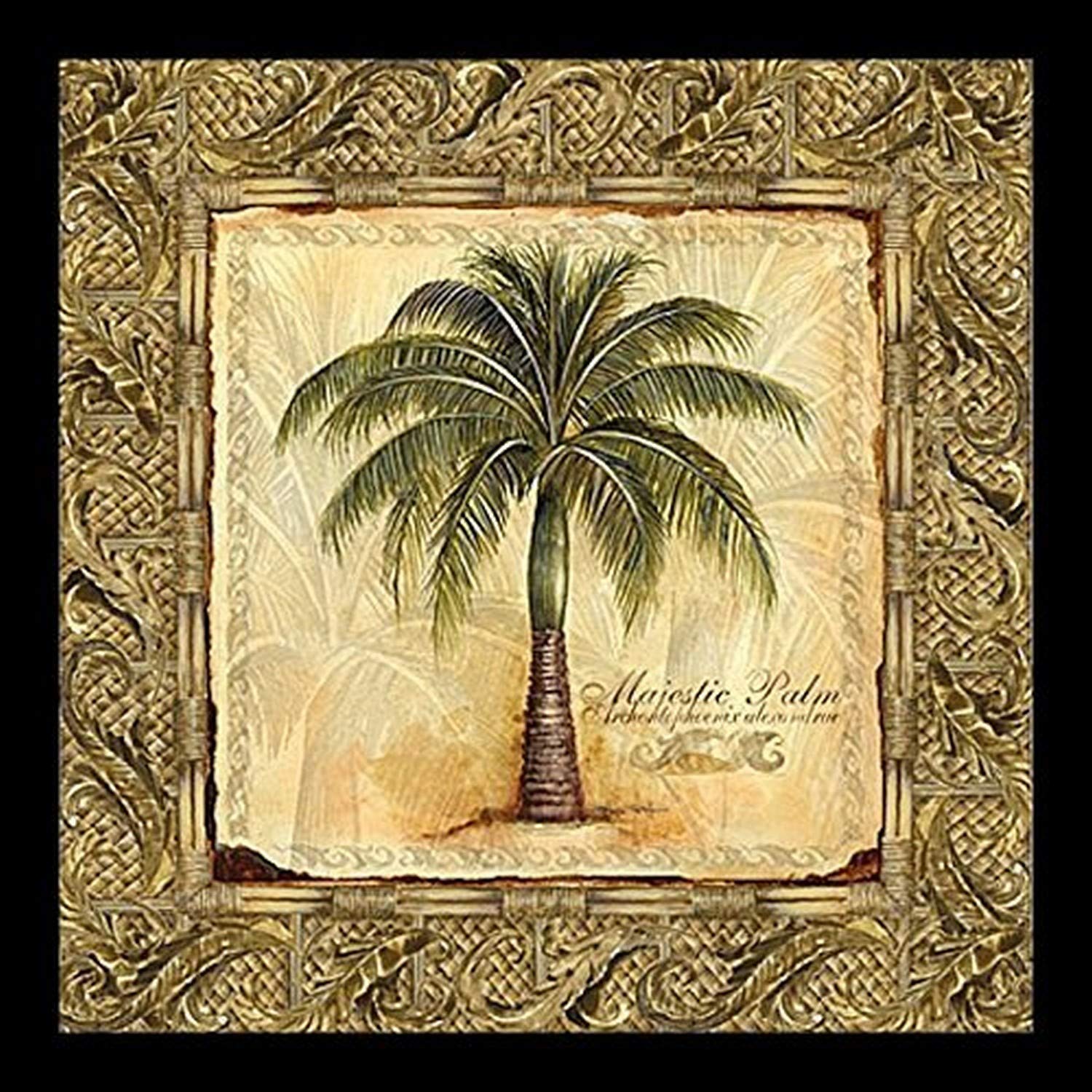 BuyartforlessFRAMED Majestic Palm by Steve Butler 12x12 Print Posters Decor Vintage Majestic Palm Rattan Botanical Genus