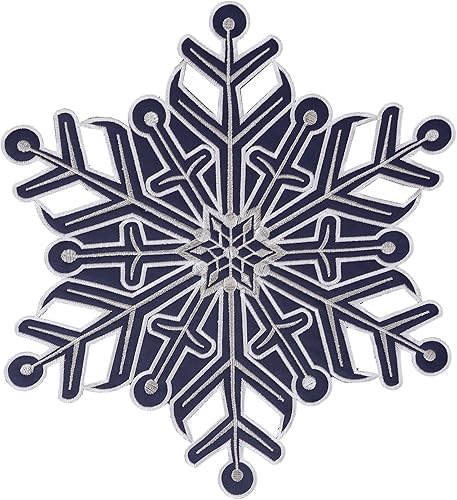 Miniatura 9 de Juego de 4 manteles individuales bordados de Navidad, doble grosor (copos de nieve dorados)