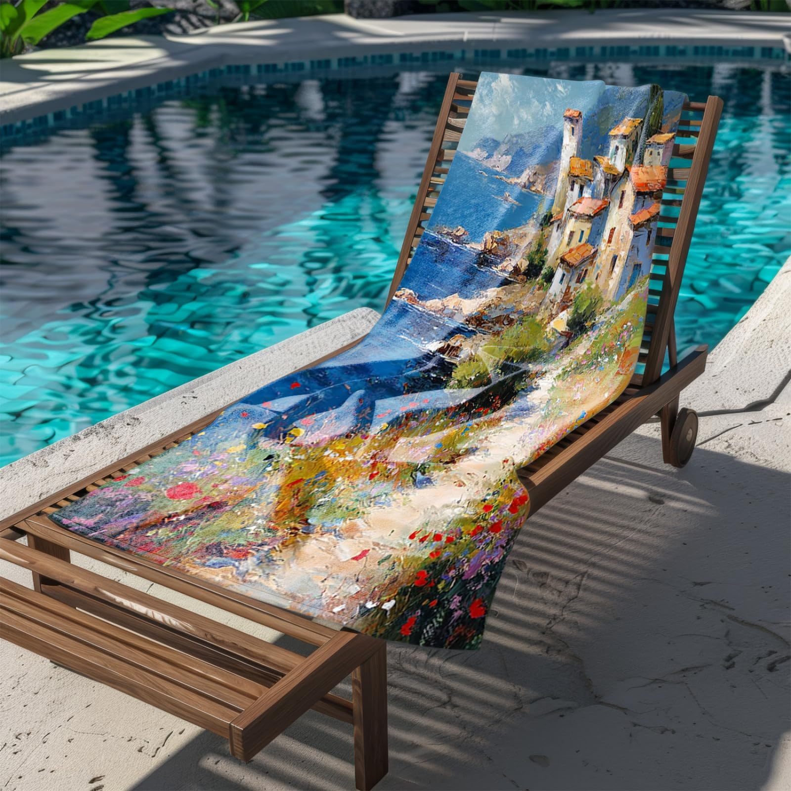 Tapis de Plage XXL Anti Sable Fleurs en Bord De Mer Serviette Piscine Adulte,Natte De Plage Pliable, Voyage Accessoires De Plage Camping,Serviette de Bain Personnalisée