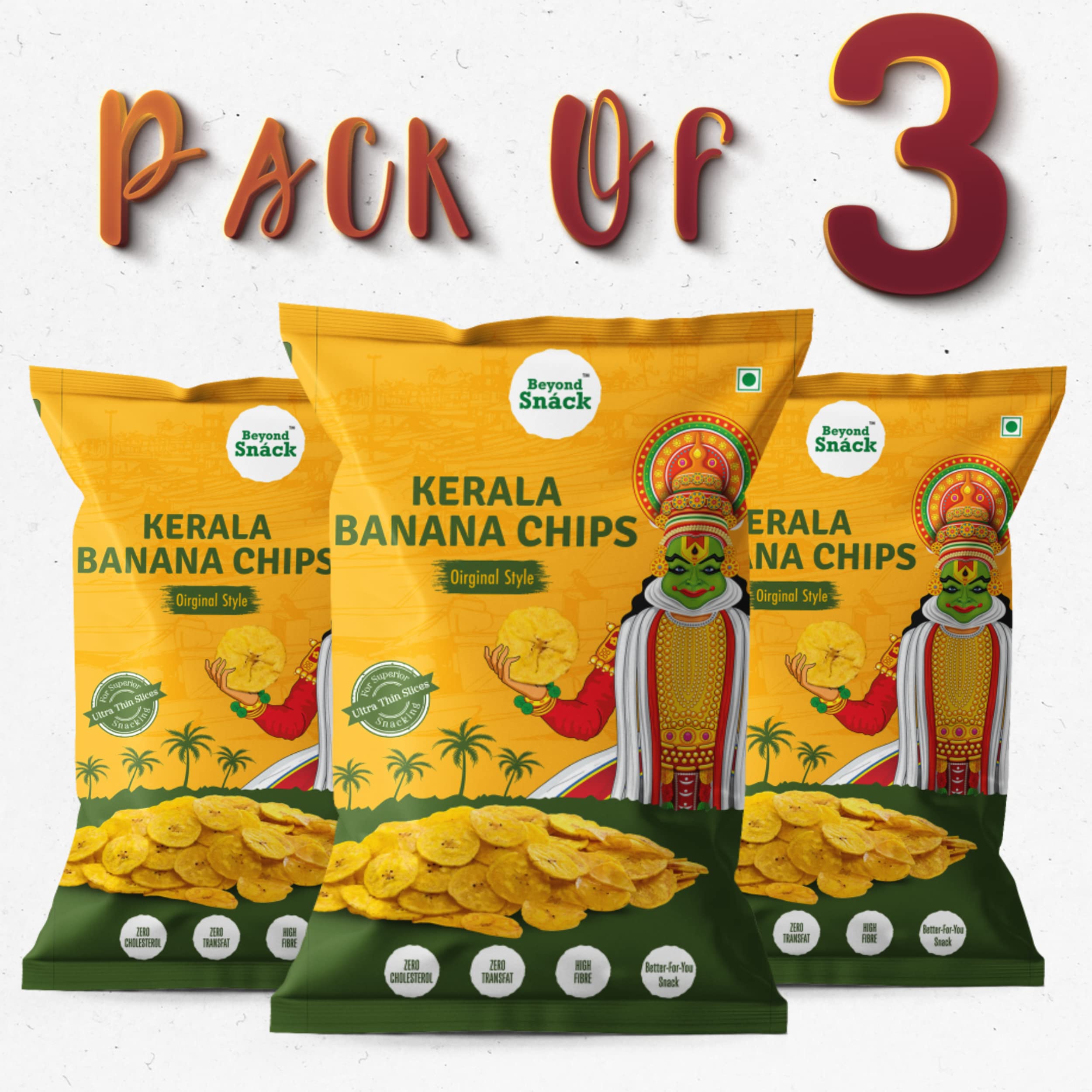 Beyond Snack Kerala Banana Chips, No Hand Touch, Fully Automated- Original Style 900 g (100g X 9packs) 1