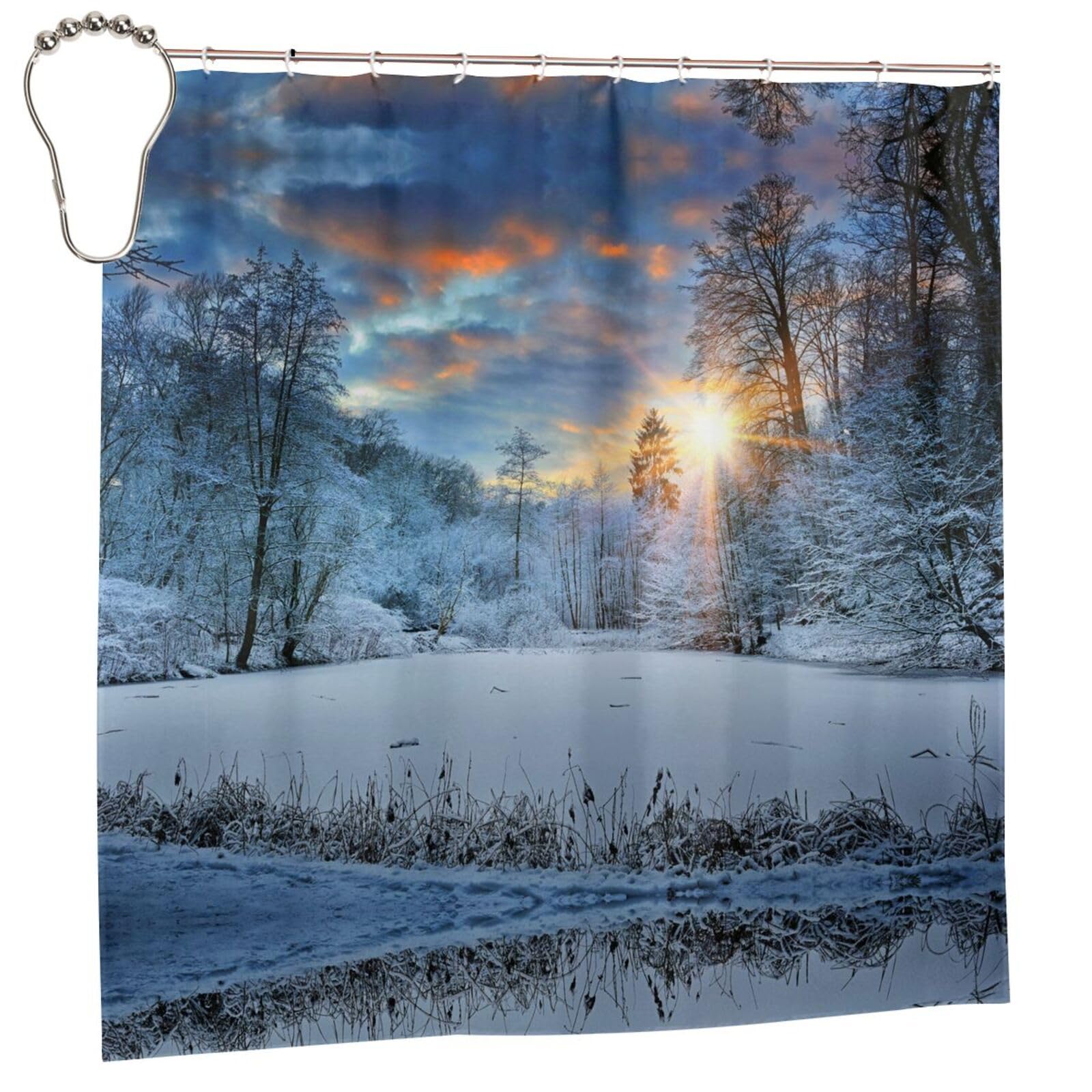 Rideau de douche paysage de 183x183 cm imperméable pour salle de bain d'hôtel et maison