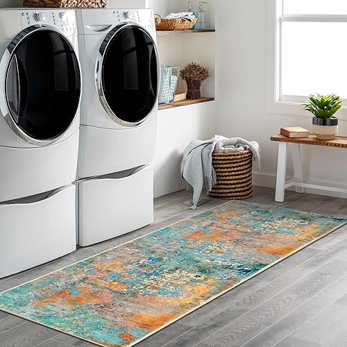 Miniatura 70 de Morebes Alfombra de cocina lavable abstracta de 2 x 3 pulgadas, colorida alfombra de baño pequeña, antideslizante, suave, alfombra
