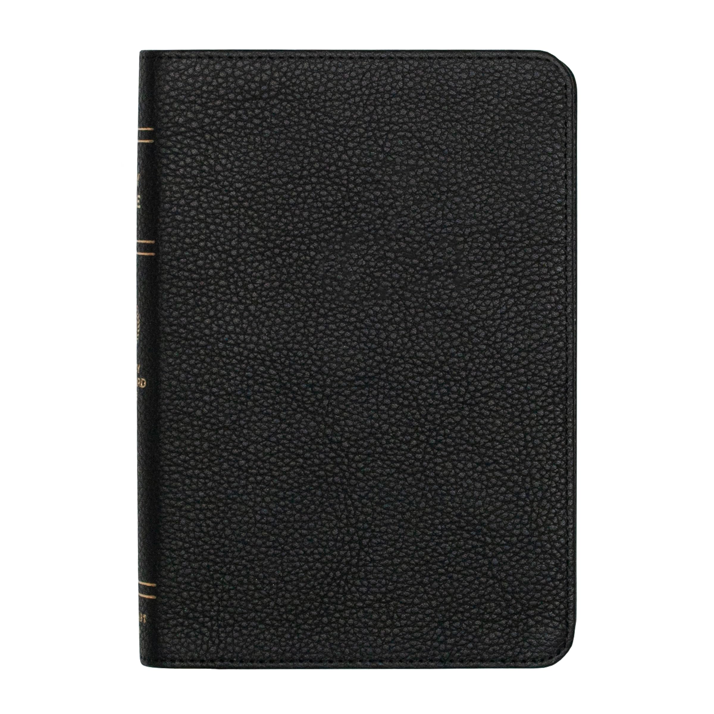 LSB Holy Bible, Compact Size, Black Premium Genuine Leather (Cowhide): Legacy Standard Bible in 2-Column, Black Letter Format with 2 Ribbon Markers and Gold Gilded Page Edges