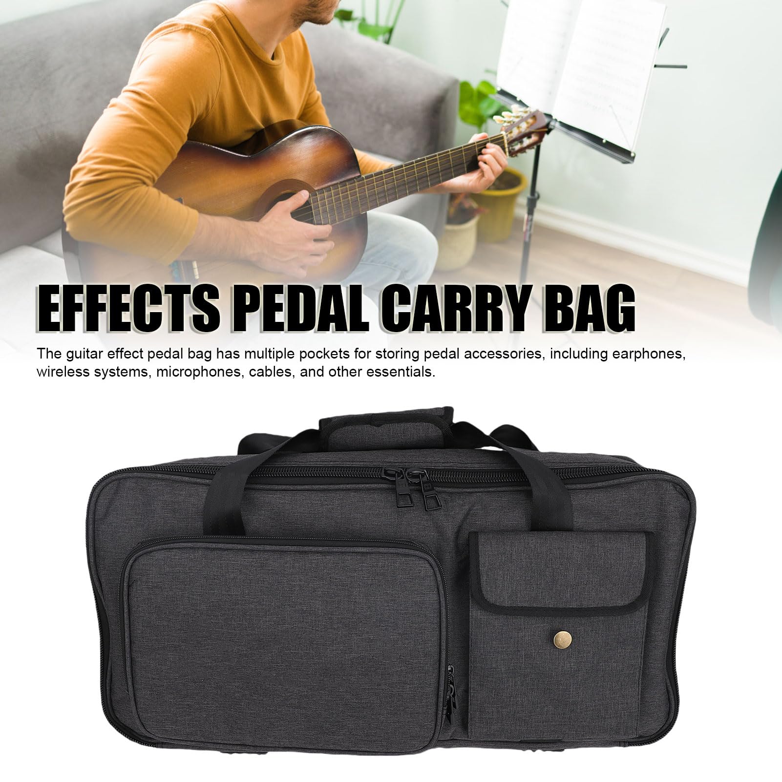 Fabater Torba Desek Gitarowych dla Bossa, dla Linii 6, dla Digi Tech, Miękka Torba do Przenoszenia do Pedału Wielopoziomowego, Wyściółka 10 Mm do Mikro Kontrolerów, Mikrofonów (L)