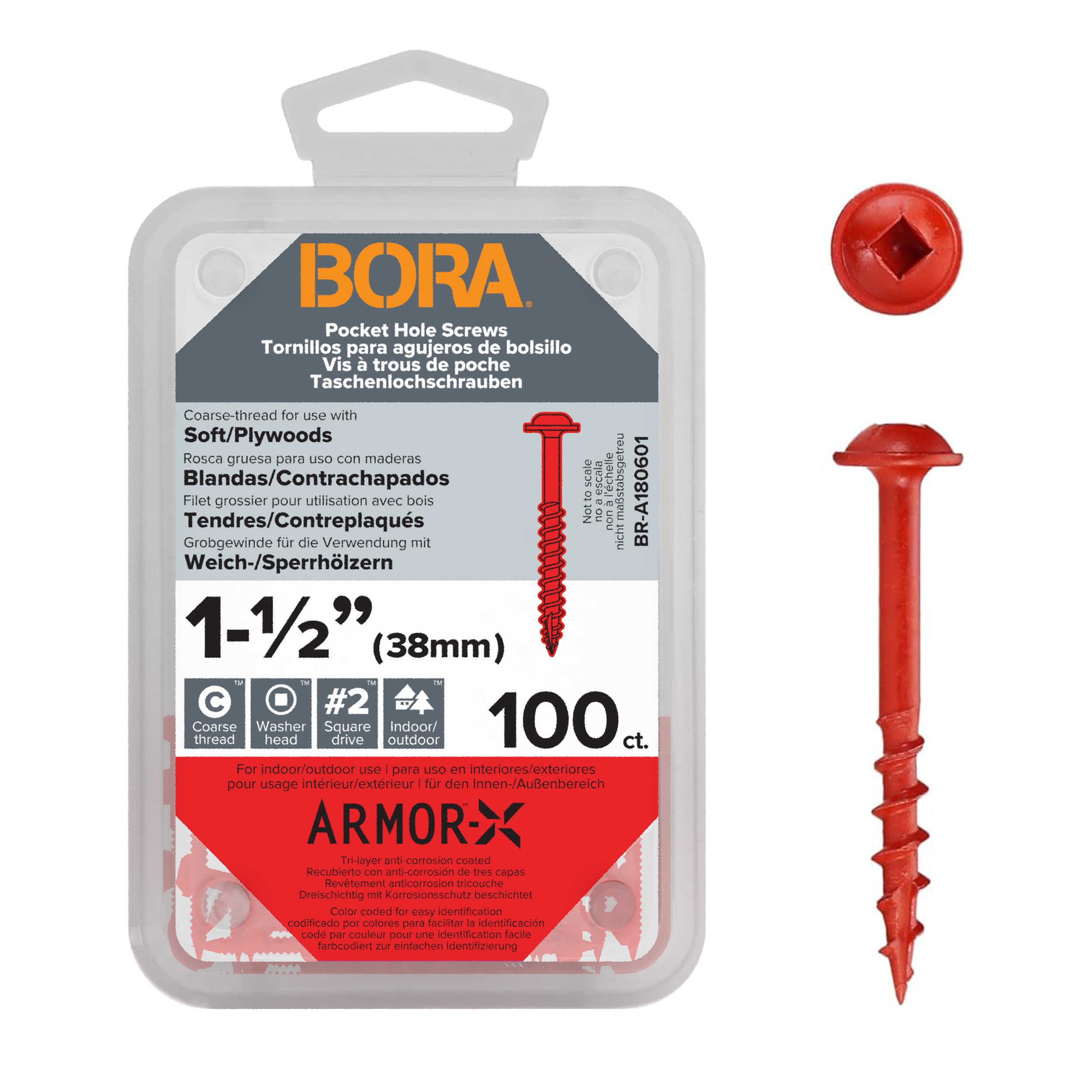 Vis grossières Bora 3,8 cm pack de 100 fixation pour vissage menuiserie bois