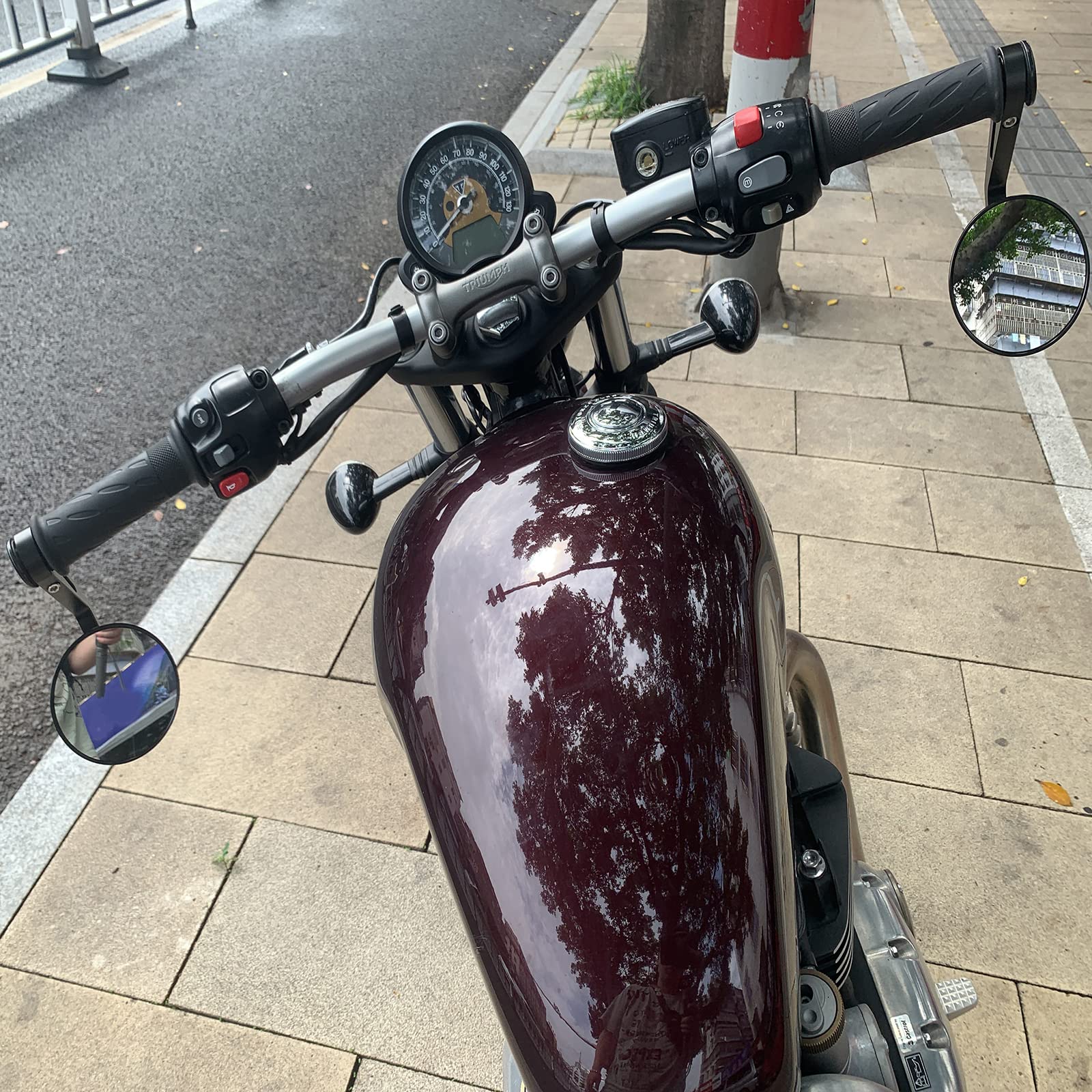 FENRIR E Geprüft E24 Lenkerendenspiegel Motorrad Spiegel Seitenspiegel lenkerende Rückspiegel Blendschutz motorradspiegel Schwarz Runde Retro CNC Zum Roller Supersport Scrambler Cafe Racer Cruiser