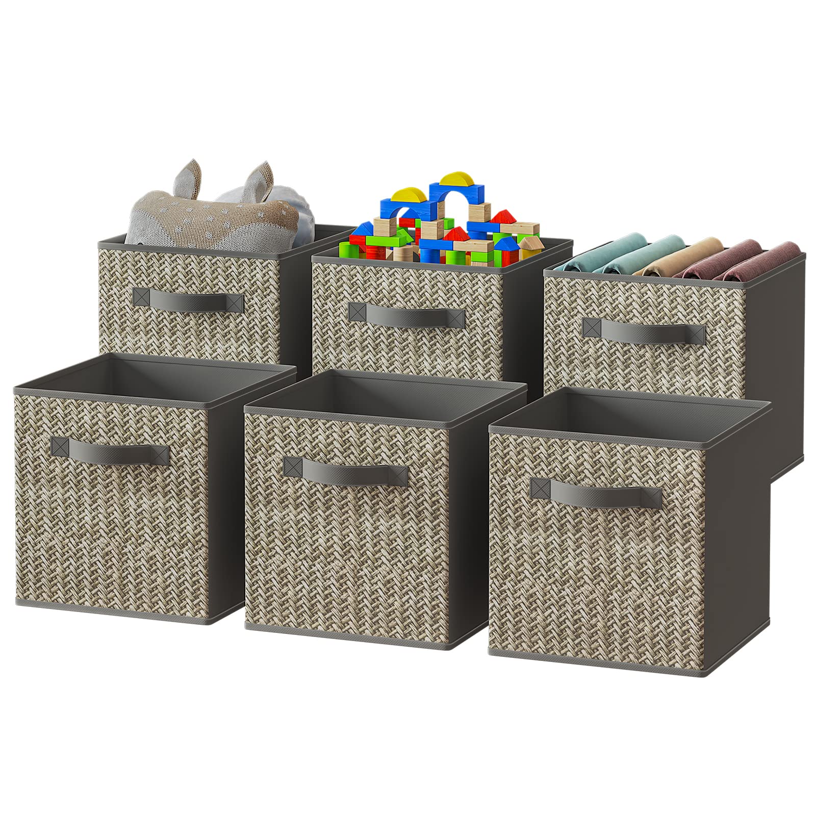Wisdom Star 6 Pack Fabric Storage Cubes with Handle, Foldable 11 Inch ...