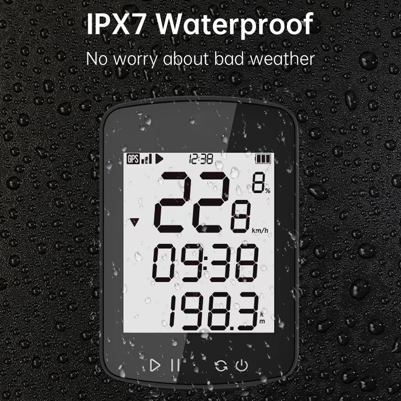 Ciclocomputer GPS wireless BuyWeek, impermeabile IPX7, contachilometri, trasmissione +, display LCD 2,2 pollici con retroilluminazione automatica, ricarica di tipo C