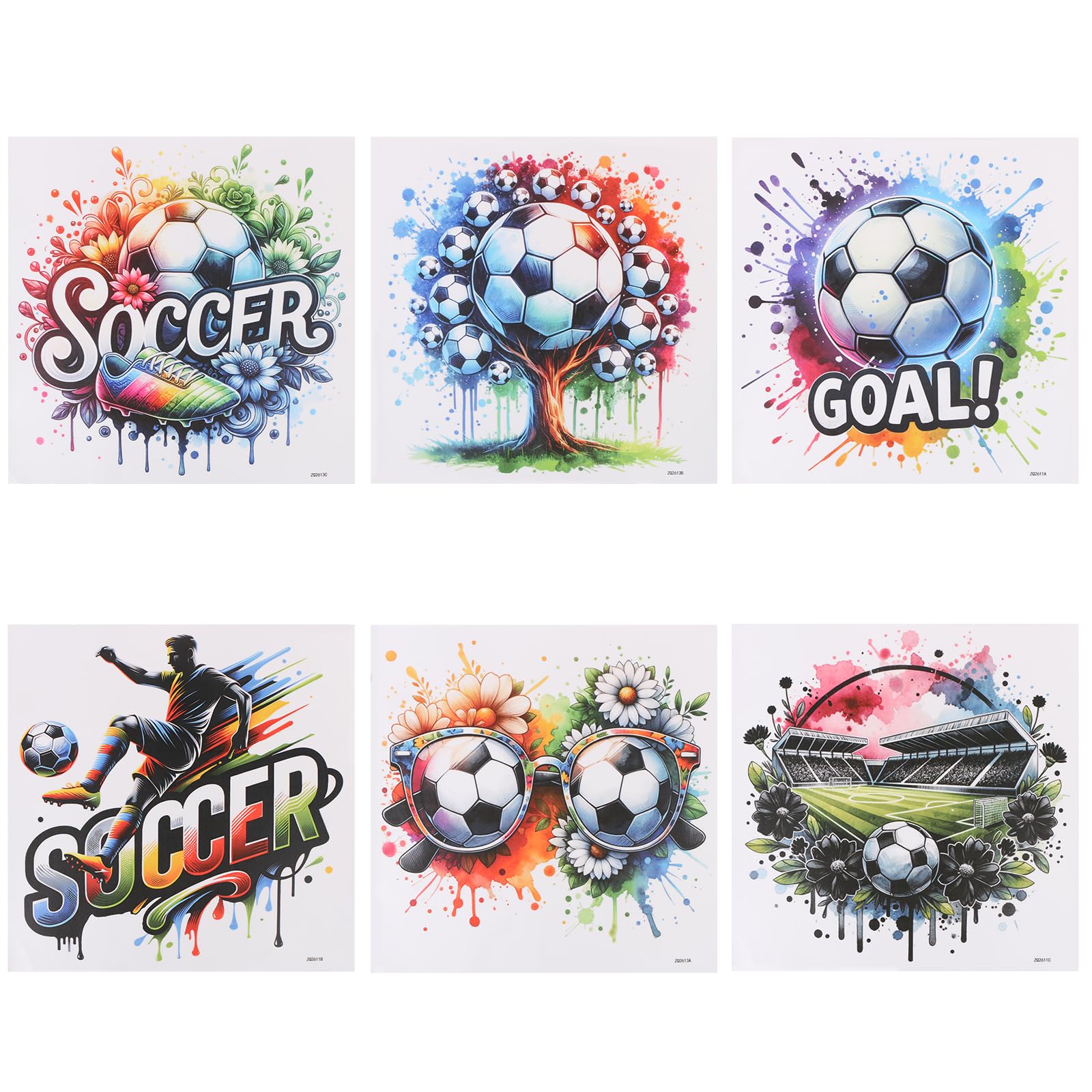 LALASTYLE 6PCS Football Wall Stickers, 30x30cm Large Soccer Window Decals, World Cup Themed Art for Room, Bedroom, Playroom & Party Decor