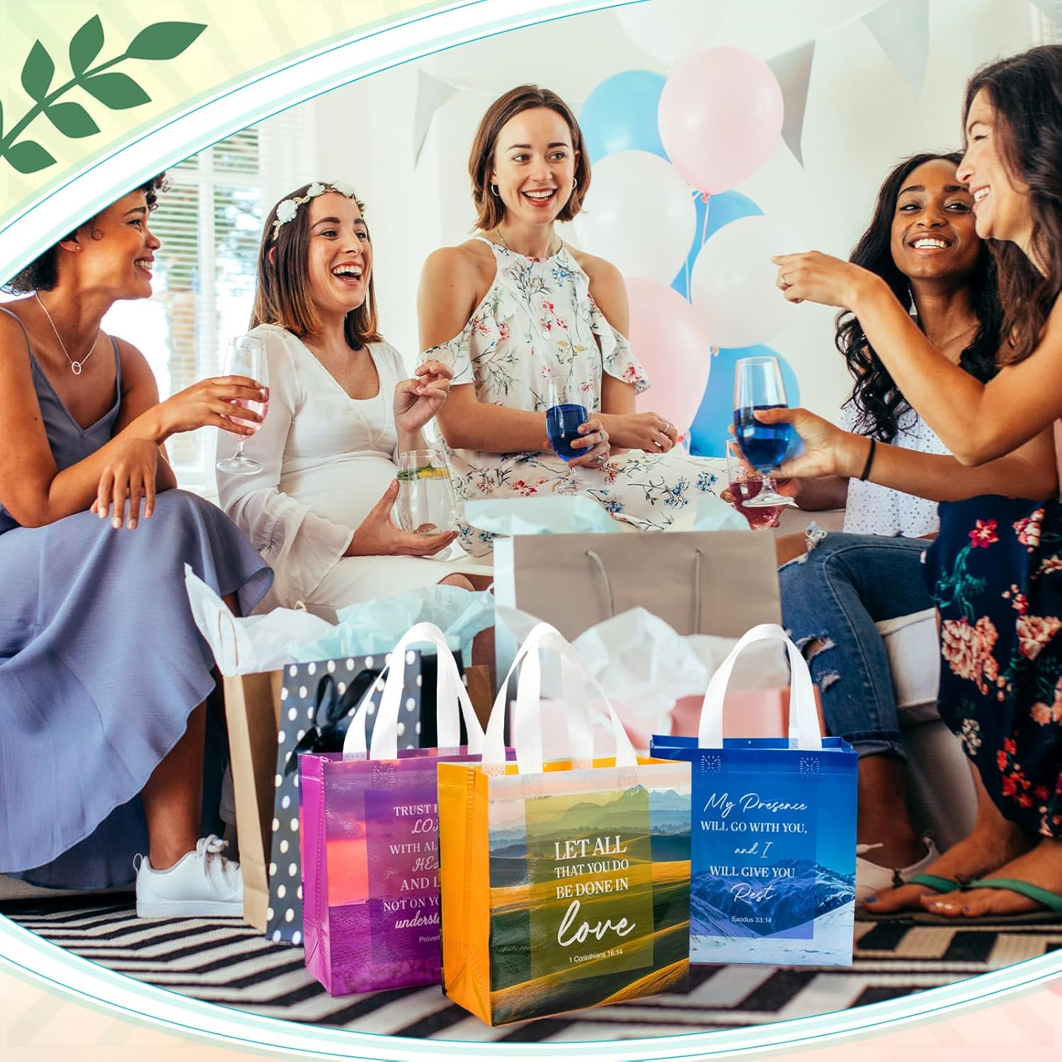 Christian Gift Bags with Handles Easter Non Woven Bible Verse Gift Bag Bulk Reusable Religious Baptism Tote - Image 5