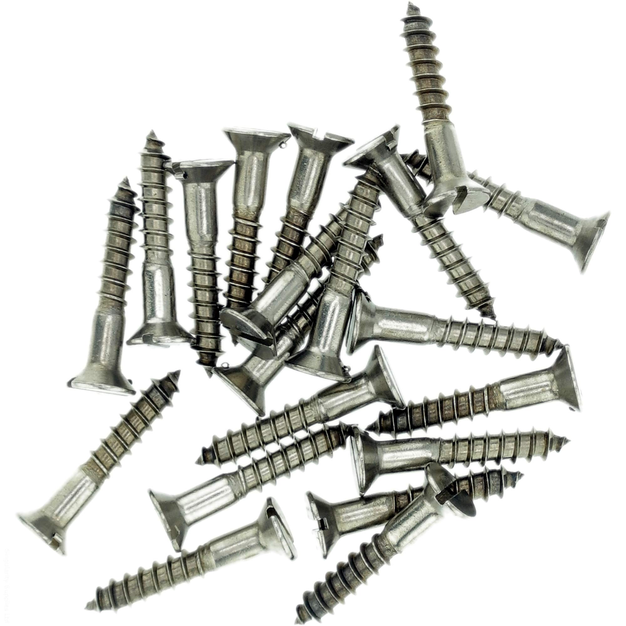 Singularity Supplies No.4 X 1.38 (3.0Mm X 35Mm) Slot Countersunk Wood Screw - Stainless Steel (A2) (Pack Of 20)